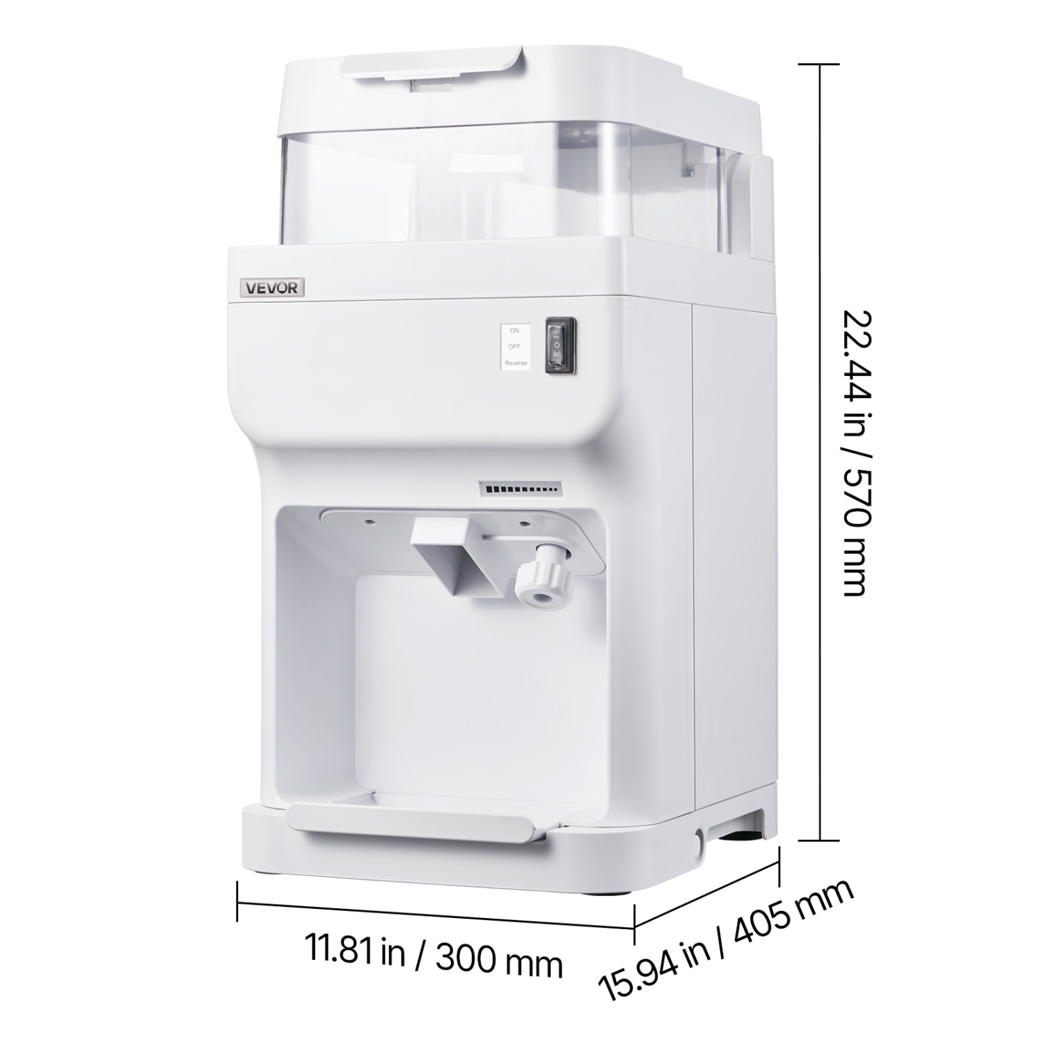 VEVOR Commercial Ice Shaver Crusher, 220lbs Per Hour Electric Snow Cone Maker with 8L Ice Cube Box, 350W 1500RPM Tabletop Shaved Ice Machine for Home