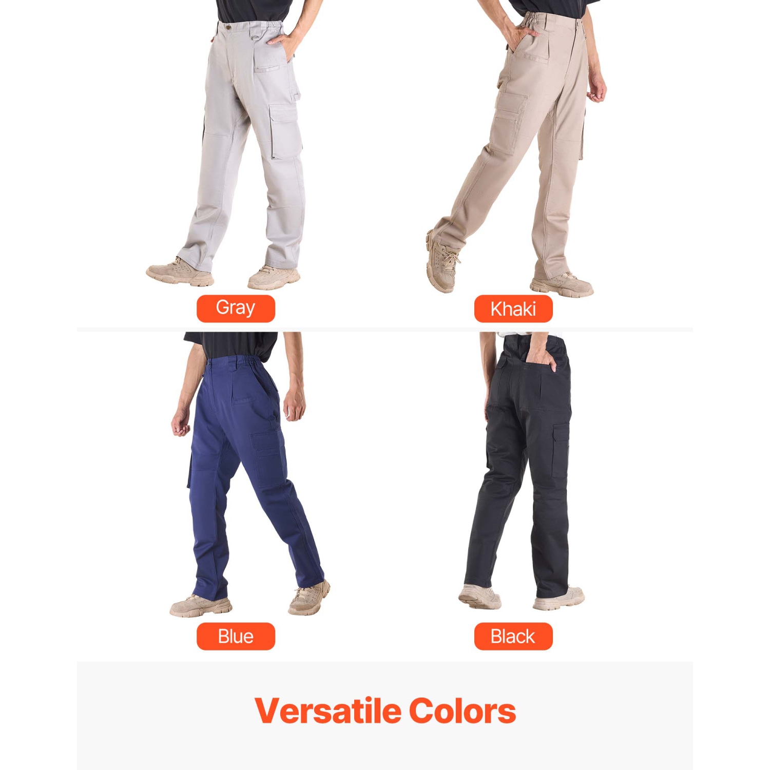 VEVOR FR Pants for Men, 9 oz 100% Cotton, Flame-Resistant Cargo Pants with Multi-Pockets and Elastic Waist, Reinforced Tear-proof Stitching, Ideal