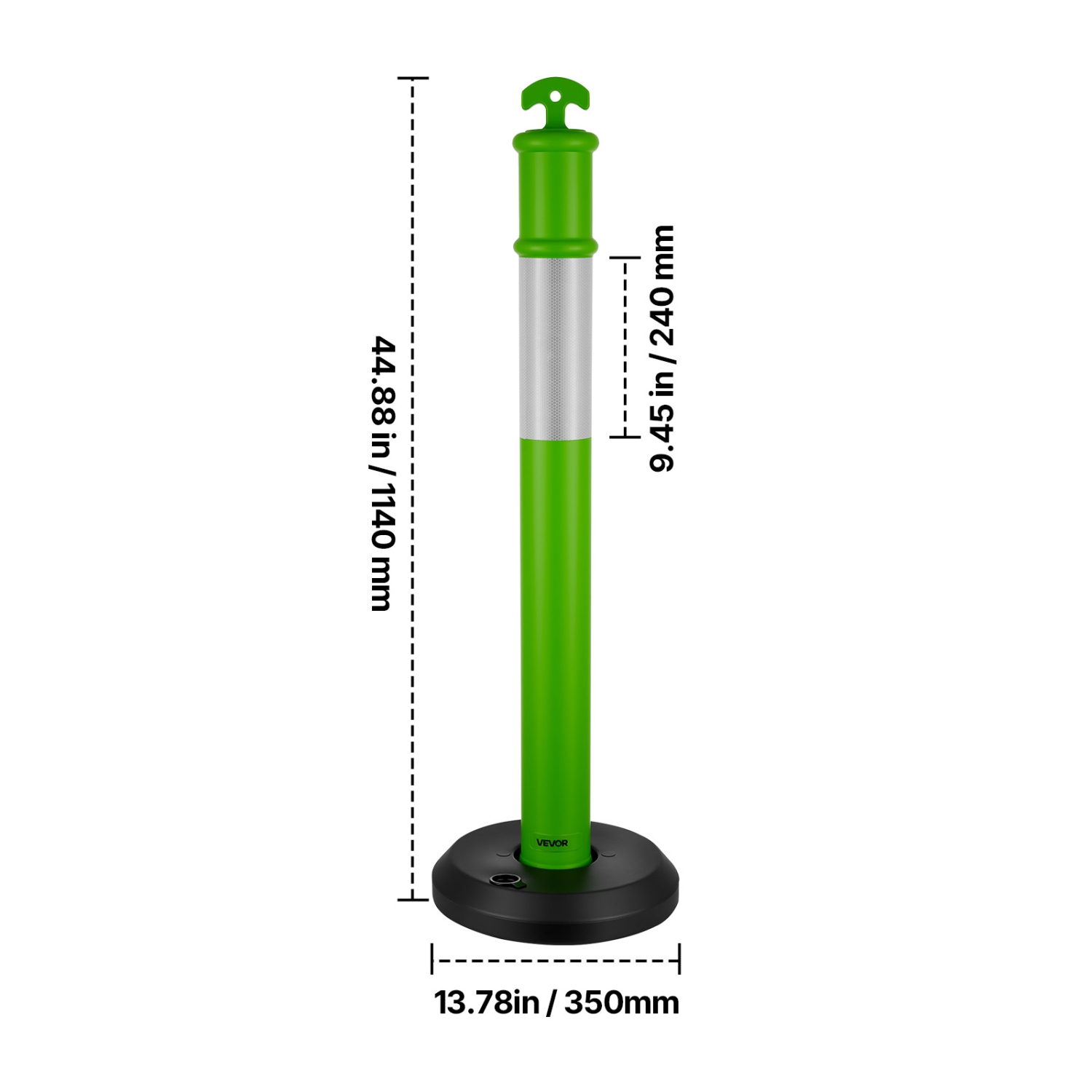 VEVOR 3 Pack Traffic Delineator Posts, 48 inches Traffic Safety Cones with Fillable Base and Reflective Strips, Heavy Duty Delineator Posts for