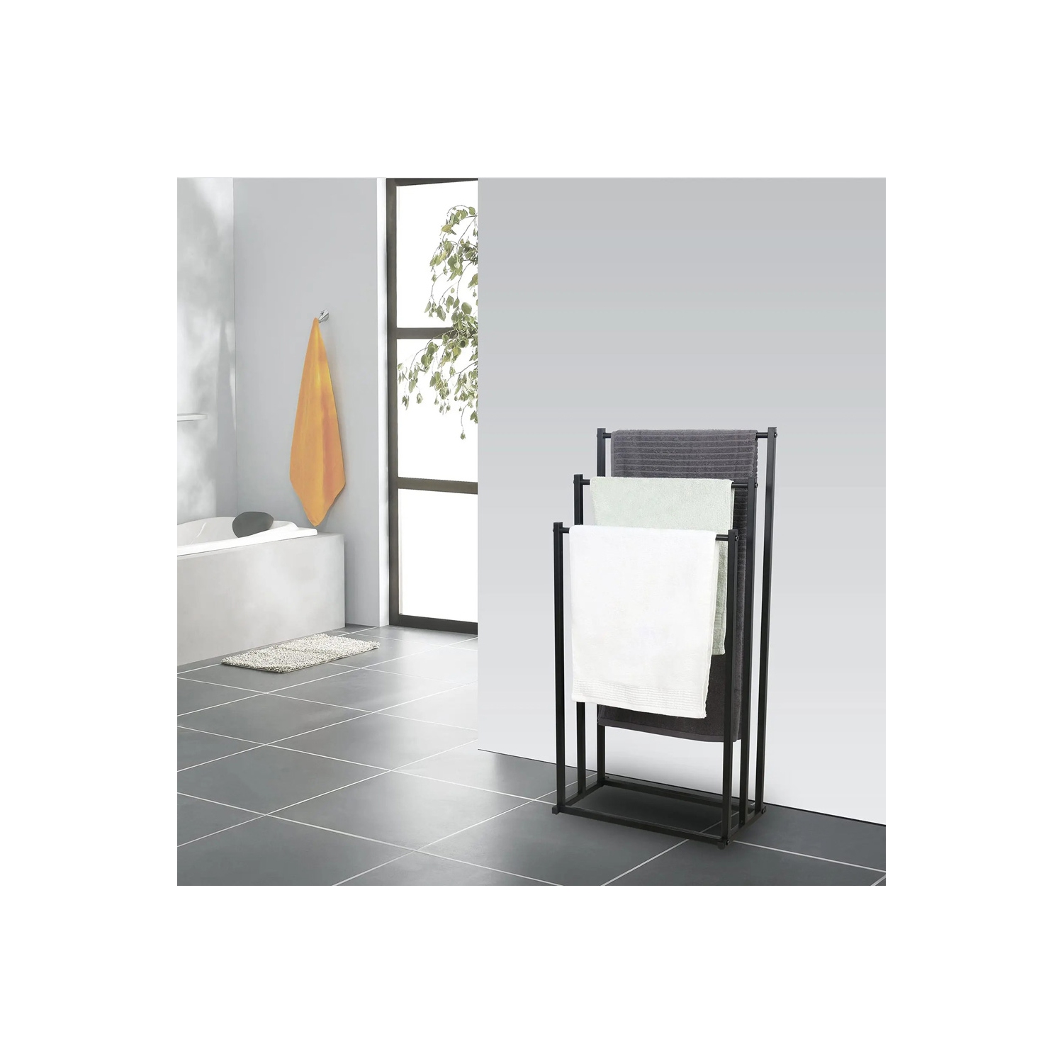 axGear Free Standing Towel Rack Holder 3 Tier Metal for Bathroom Hand Towel Shelf