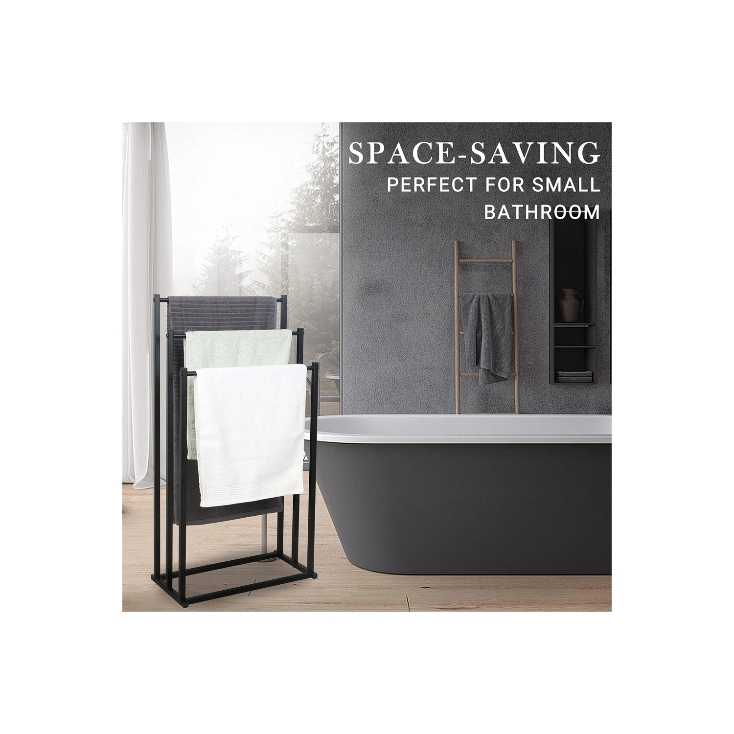 axGear Free Standing Towel Rack Holder 3 Tier Metal for Bathroom Hand Towel Shelf