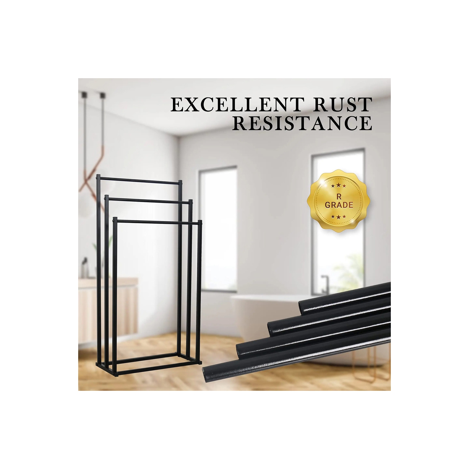 axGear Free Standing Towel Rack Holder 3 Tier Metal for Bathroom Hand Towel Shelf