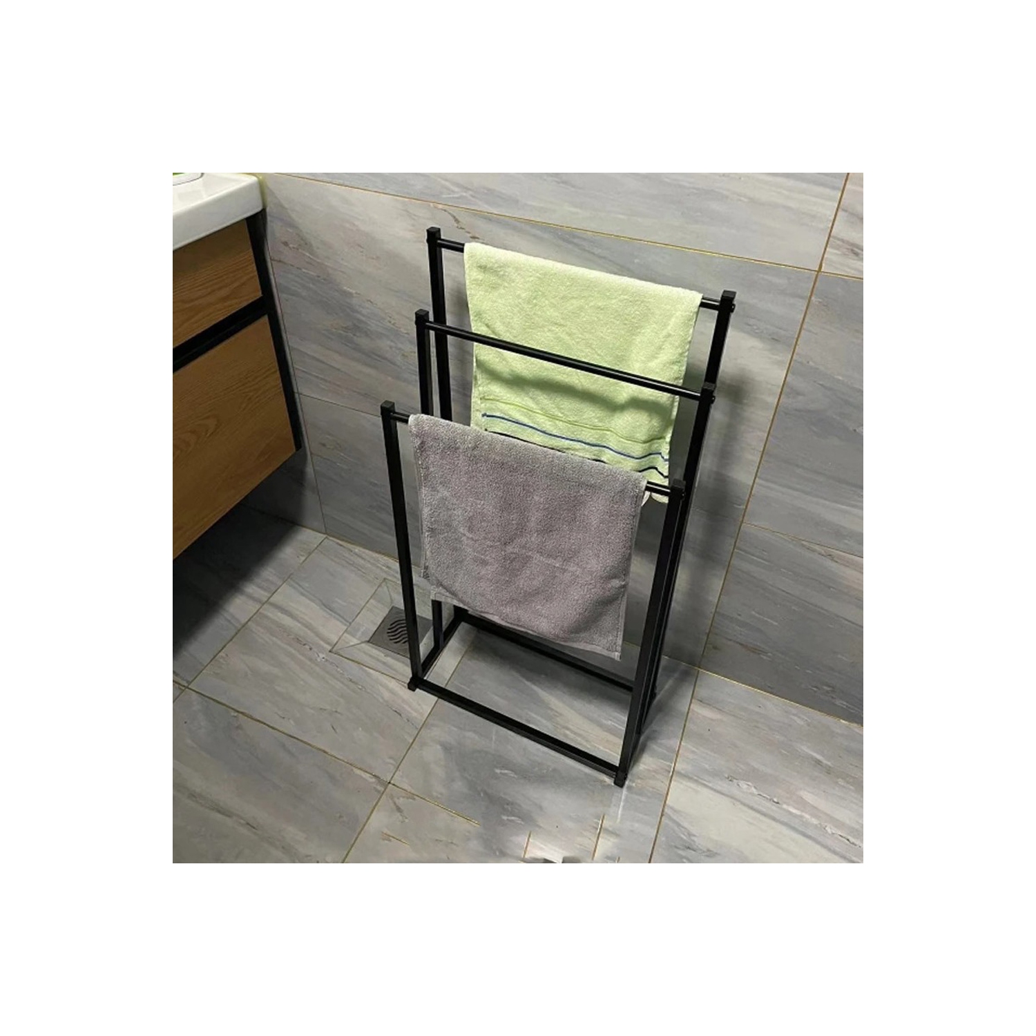 axGear Free Standing Towel Rack Holder 3 Tier Metal for Bathroom Hand Towel Shelf