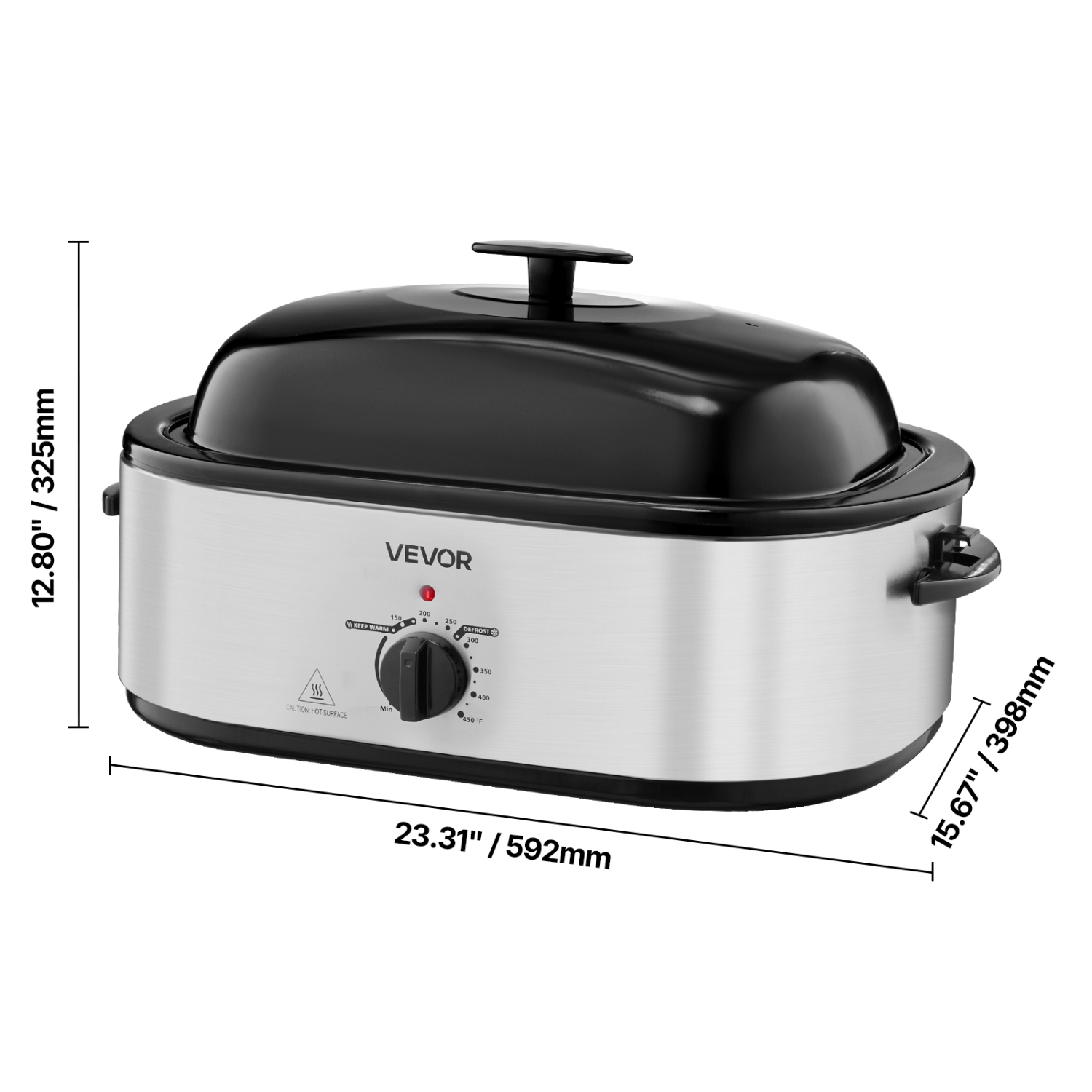 VEVOR Roaster Oven, 22QT Electric Roasting Pan, 150-450℉ Adjustable Temperature Multifunctional Electric Roaster Oven with Self-Basting Lid, Defrost
