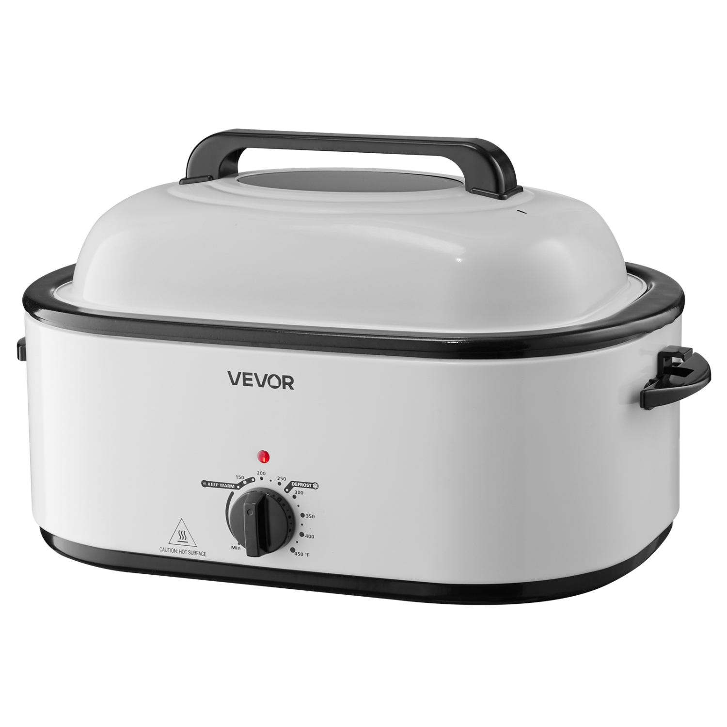 VEVOR Roaster Oven, 26QT Electric Roasting Pan, 150-450℉ Adjustable Temperature Fast-Cooking Turkey Roaster with Cool-Touch Handle, Visible