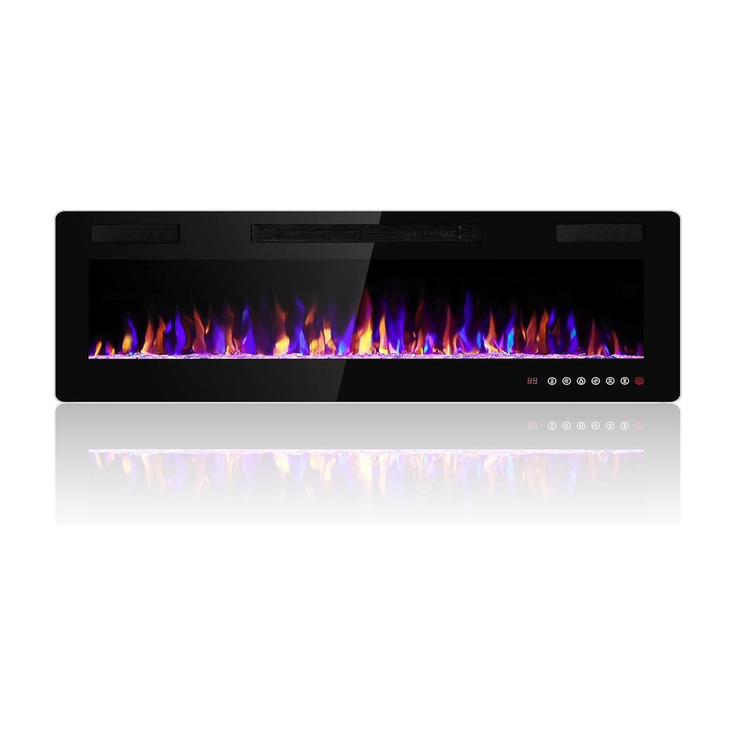 36" Electric Fireplace Insert, Recessed or Wall-Mounted, Ultra-Thin Heater w/ Timer, 3D Flames, Touch Panel & Remote, Adjustable Flame Color/Speed,