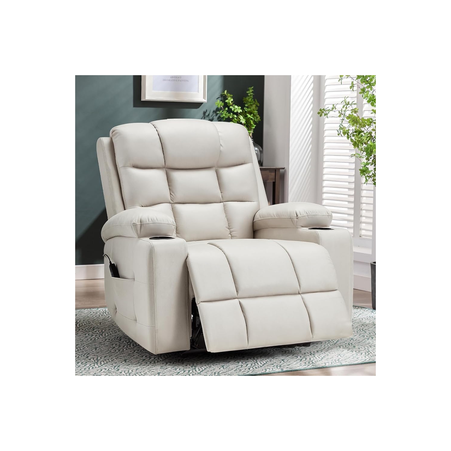 Fauteuil inclinable électrique pour chambre de bébé AECOJOY avec accoudoirs larges, fauteuil inclinable électrique avec appuie-tête, porte-gobelets,