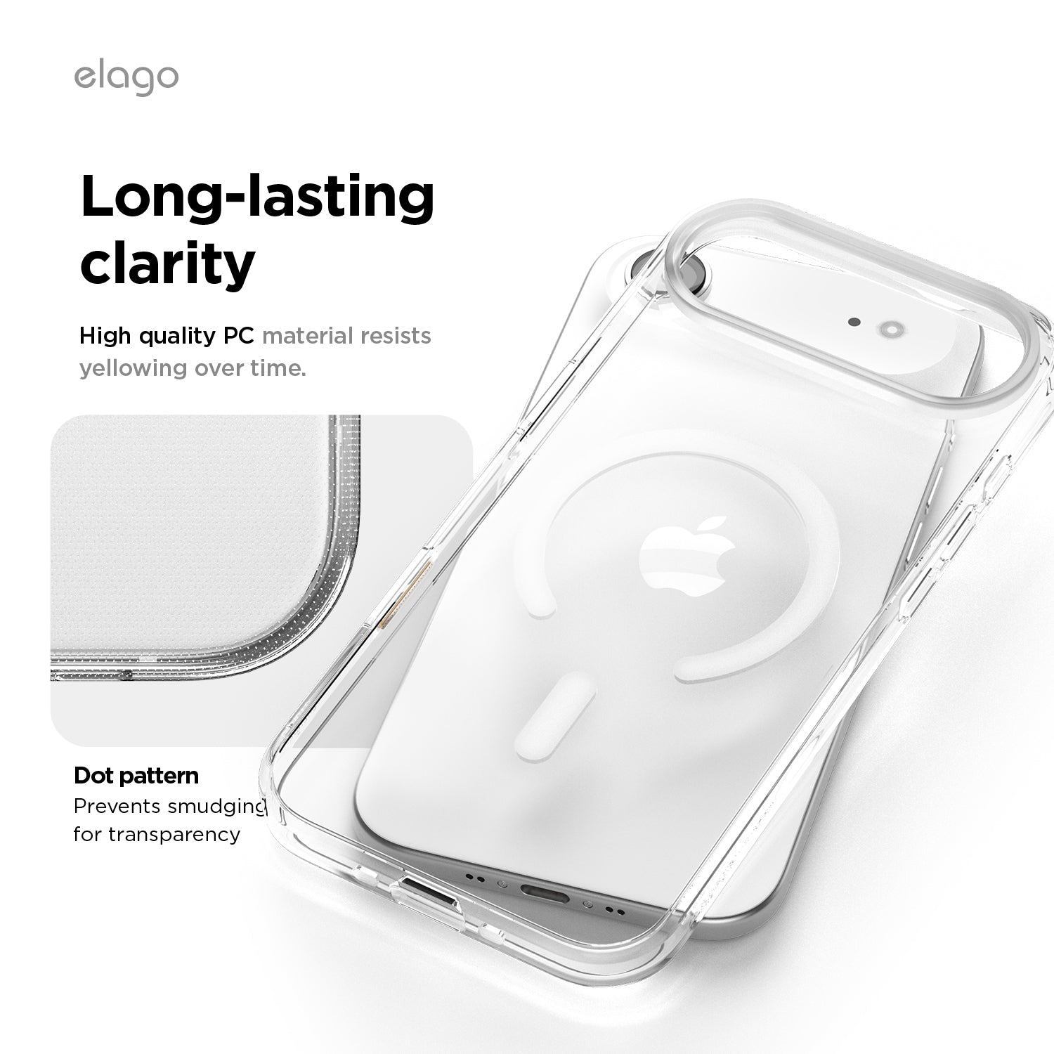 elago Magnetic Hybrid Transparent Slim Case for iPhone Air Case 6.5" - Compatible with MagSafe, PC + TPU Hybrid Technology, Shockproof Protective