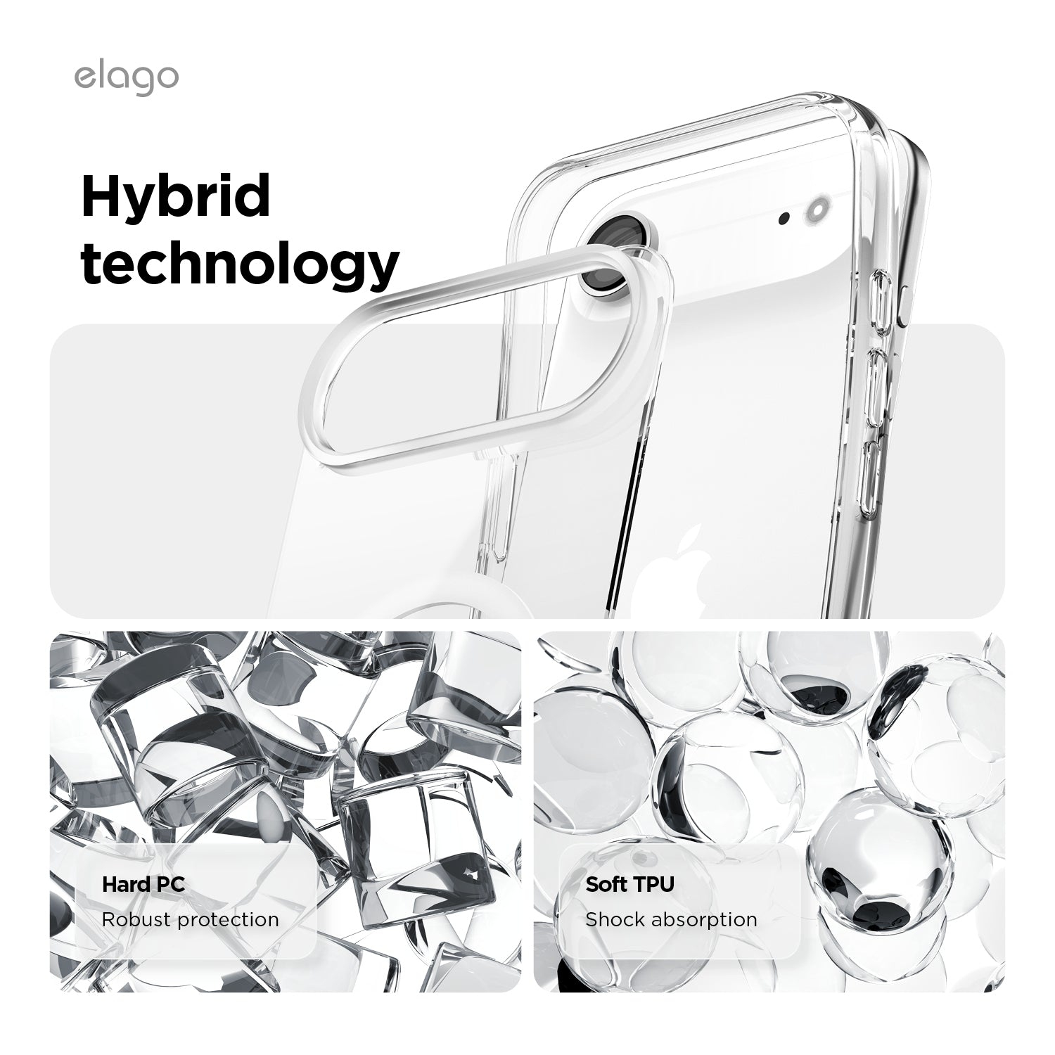 elago Magnetic Hybrid Transparent Slim Case for iPhone Air Case 6.5" - Compatible with MagSafe, PC + TPU Hybrid Technology, Shockproof Protective