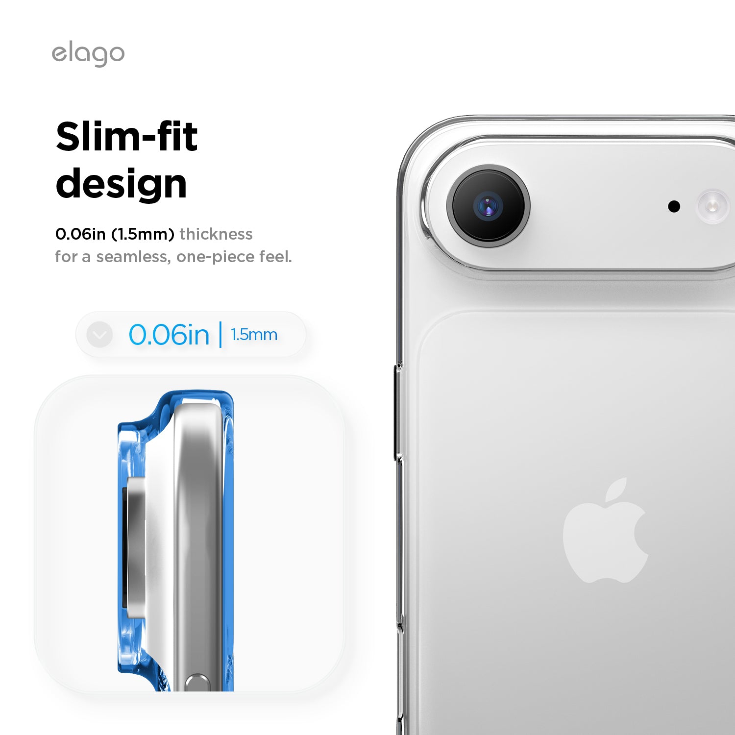 elago Hybrid Transparent Slim Case for iPhone Air Case 6.5" - PC + TPU Hybrid Technology, Crystal Clear, Shockproof Protective Cover