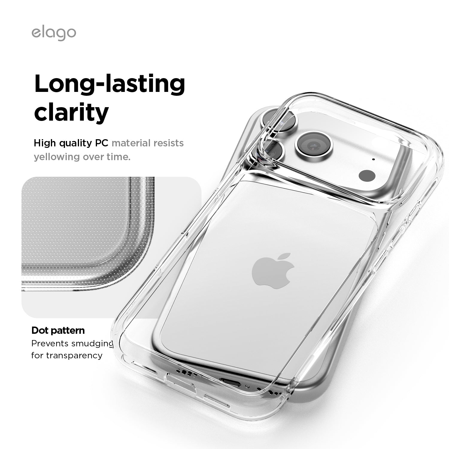 elago Hybrid Transparent Slim Case for iPhone 17 Pro Case 6.3" - PC + TPU Hybrid Technology, Crystal Clear, Shockproof Protective Cover