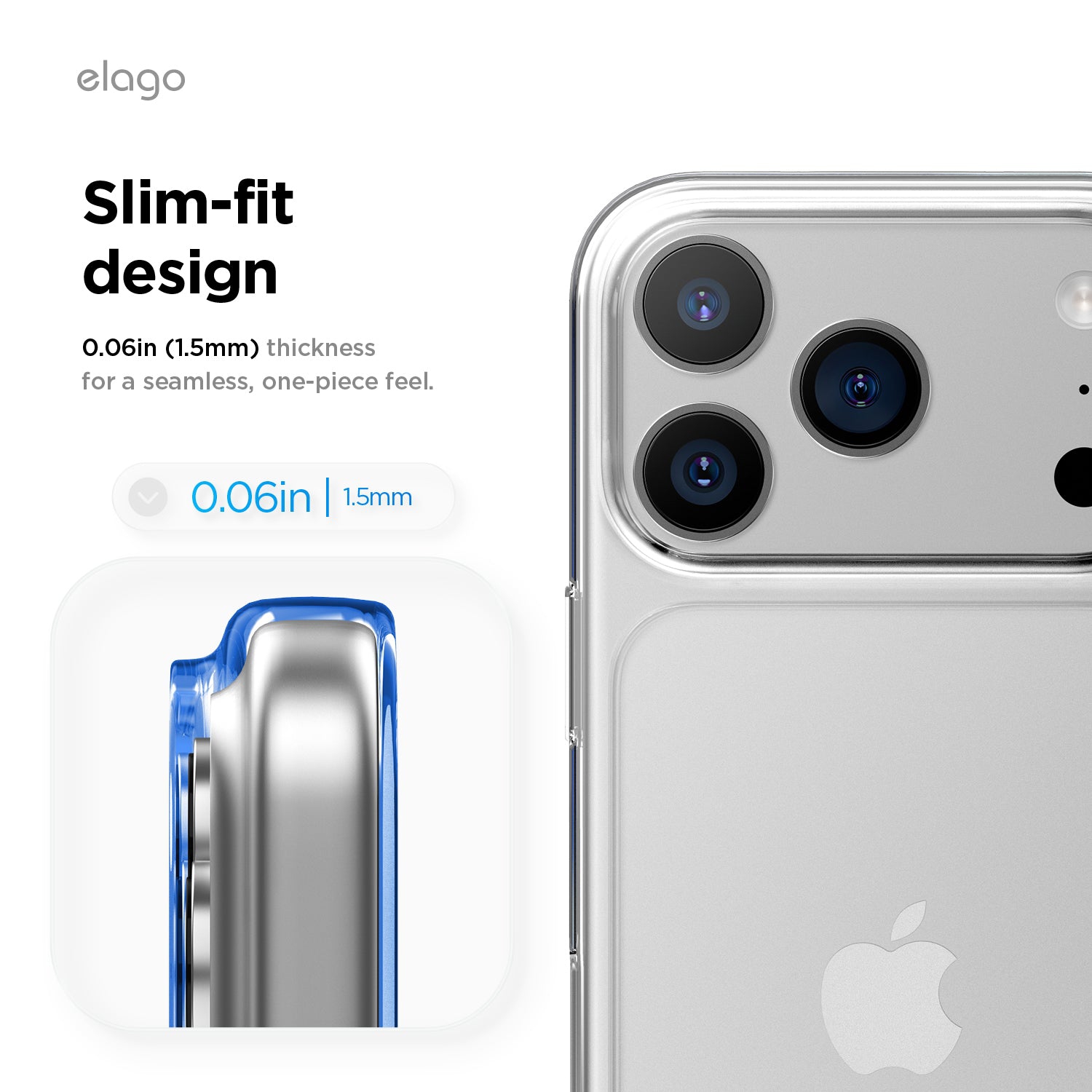 elago Hybrid Transparent Slim Case for iPhone 17 Pro Case 6.3" - PC + TPU Hybrid Technology, Crystal Clear, Shockproof Protective Cover