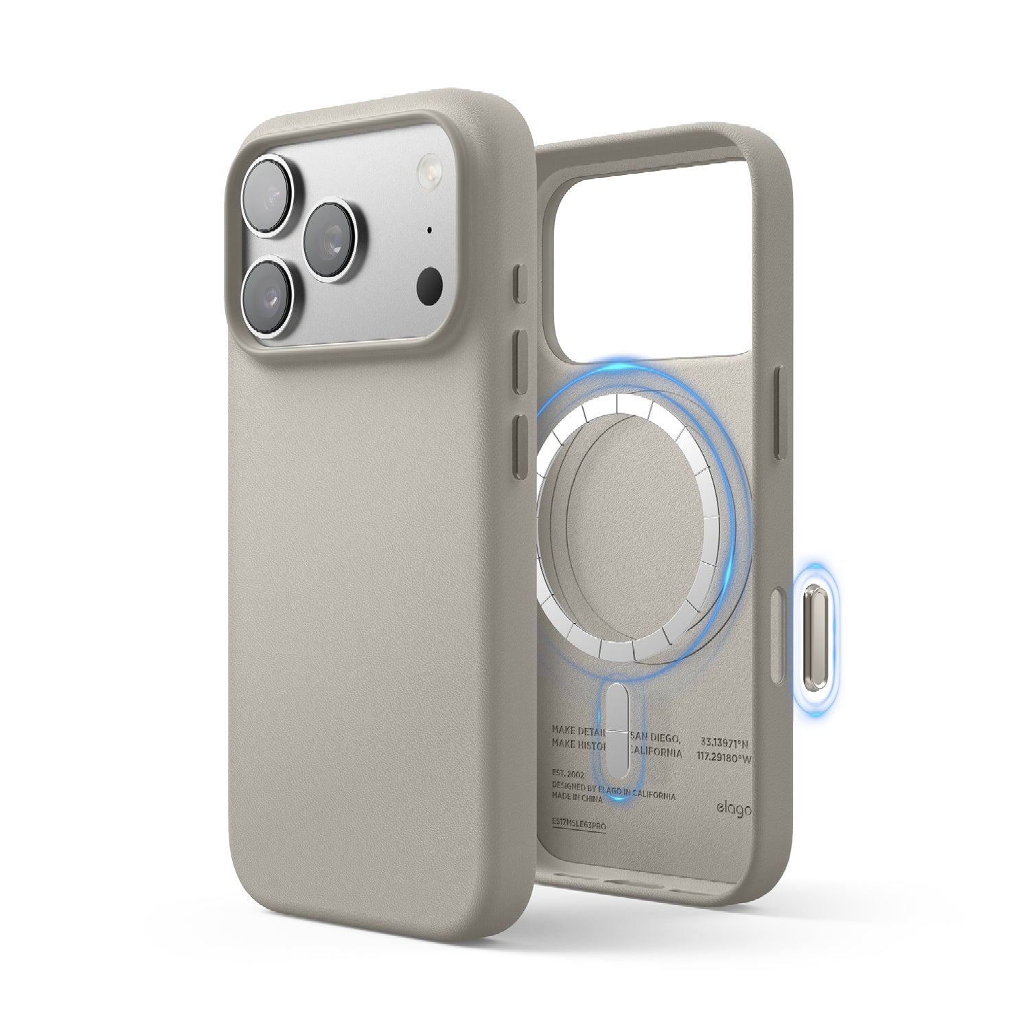 elago Magnetic Leather Case for iPhone 17 Pro Case, All MagSafe Accessories, 6.3 inch - Built-in Magnets, Durable Vegan Leather, Shockproof,