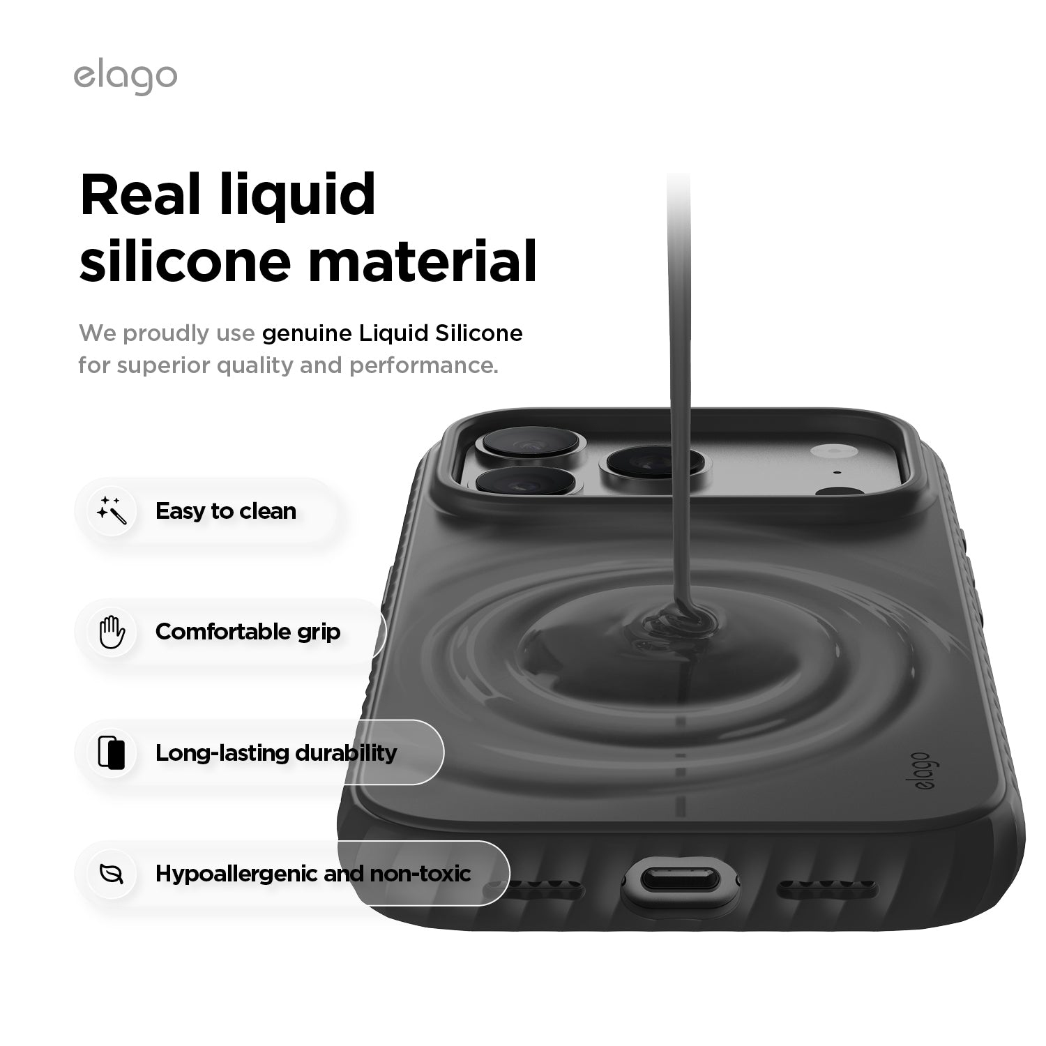 elago Magnetic Ridge for iPhone 17 Pro Case 6.3", Premium Magnetic Silicone Case - Compatible with MagSafe, Liquid Silicone Material, Protective Cover