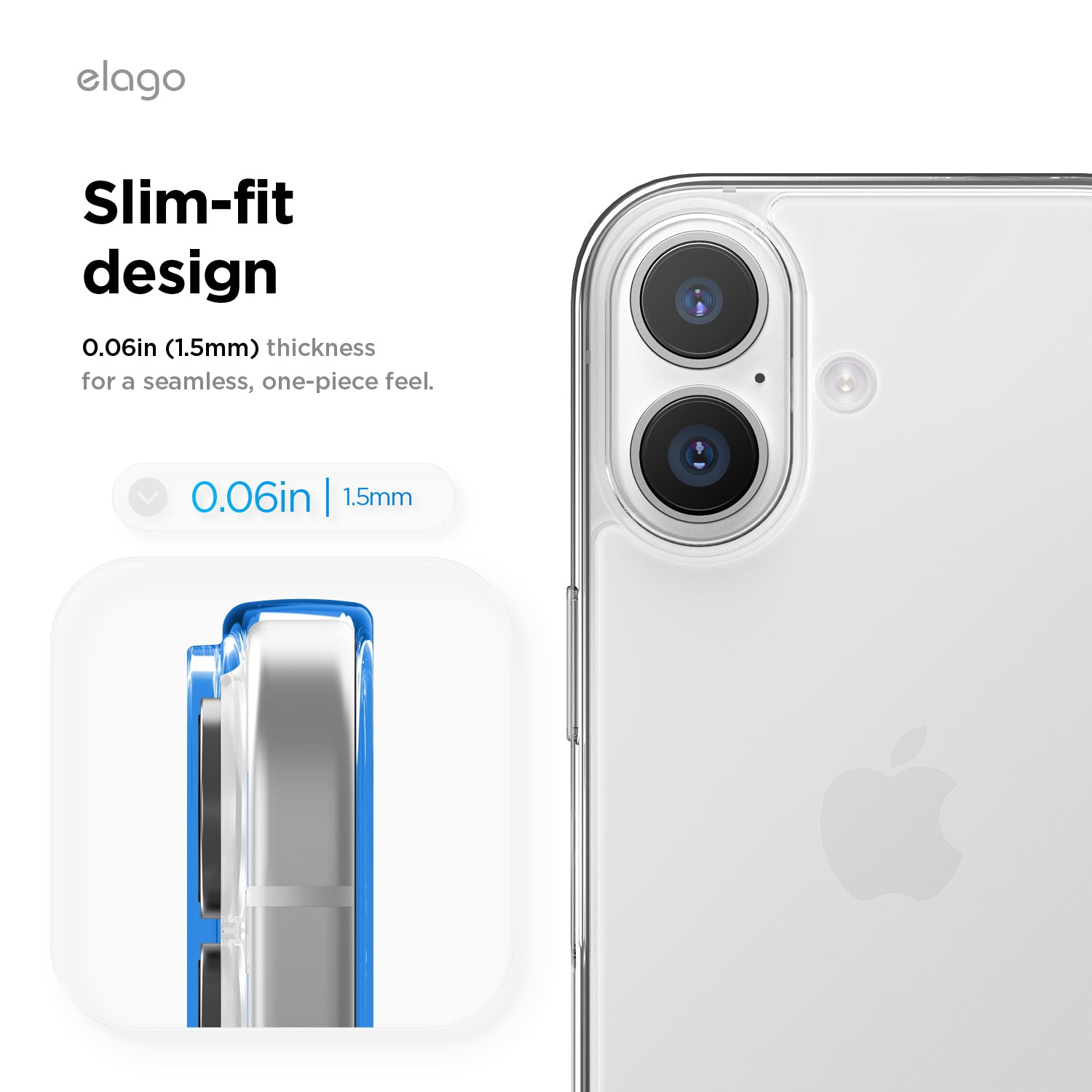 Elago – Étui mince hybride transparent pour iPhone 17 de 6,3&nbsp;po - PC + TPU hybride, transparent, étui protecteur antichoc