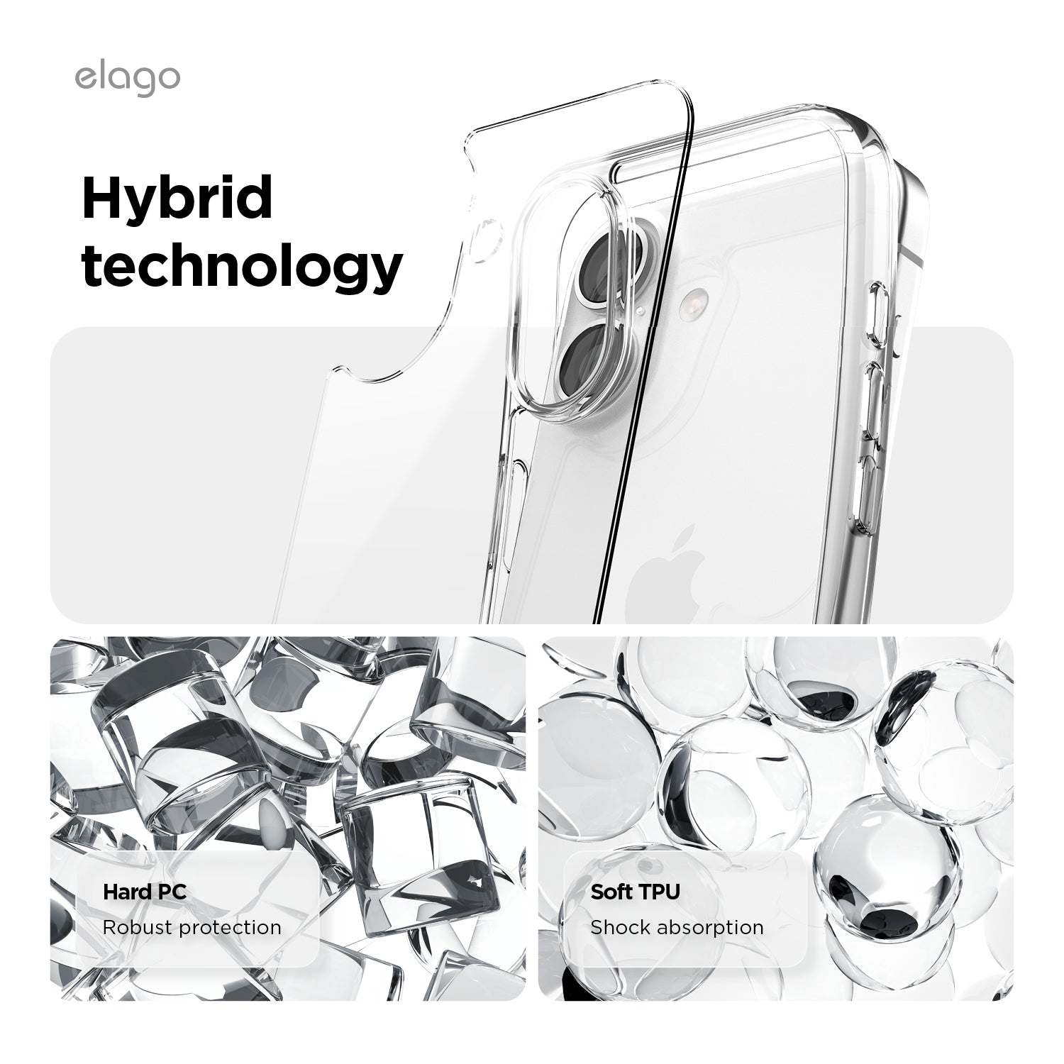 Elago – Étui mince hybride transparent pour iPhone 17 de 6,3&nbsp;po - PC + TPU hybride, transparent, étui protecteur antichoc