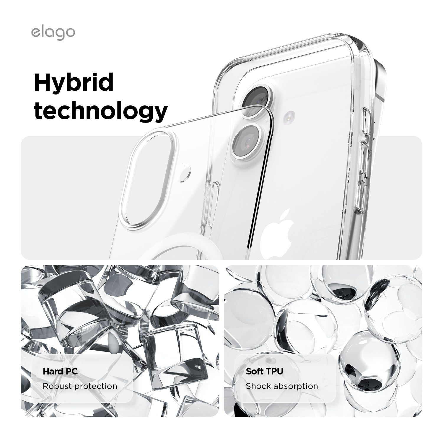 Étui mince transparent hybride magnétique Elago pour iPhone 17 de 6,3&nbsp;po - Compatible avec MagSafe, PC + TPU Hybrid, couverture de protection