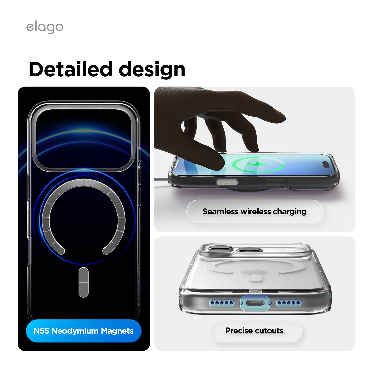 elago Magnetic Hybrid Transparent Slim Case for iPhone 17 Pro Case 6.3" - Compatible with MagSafe, PC + TPU Hybrid Technology, Shockproof Protective
