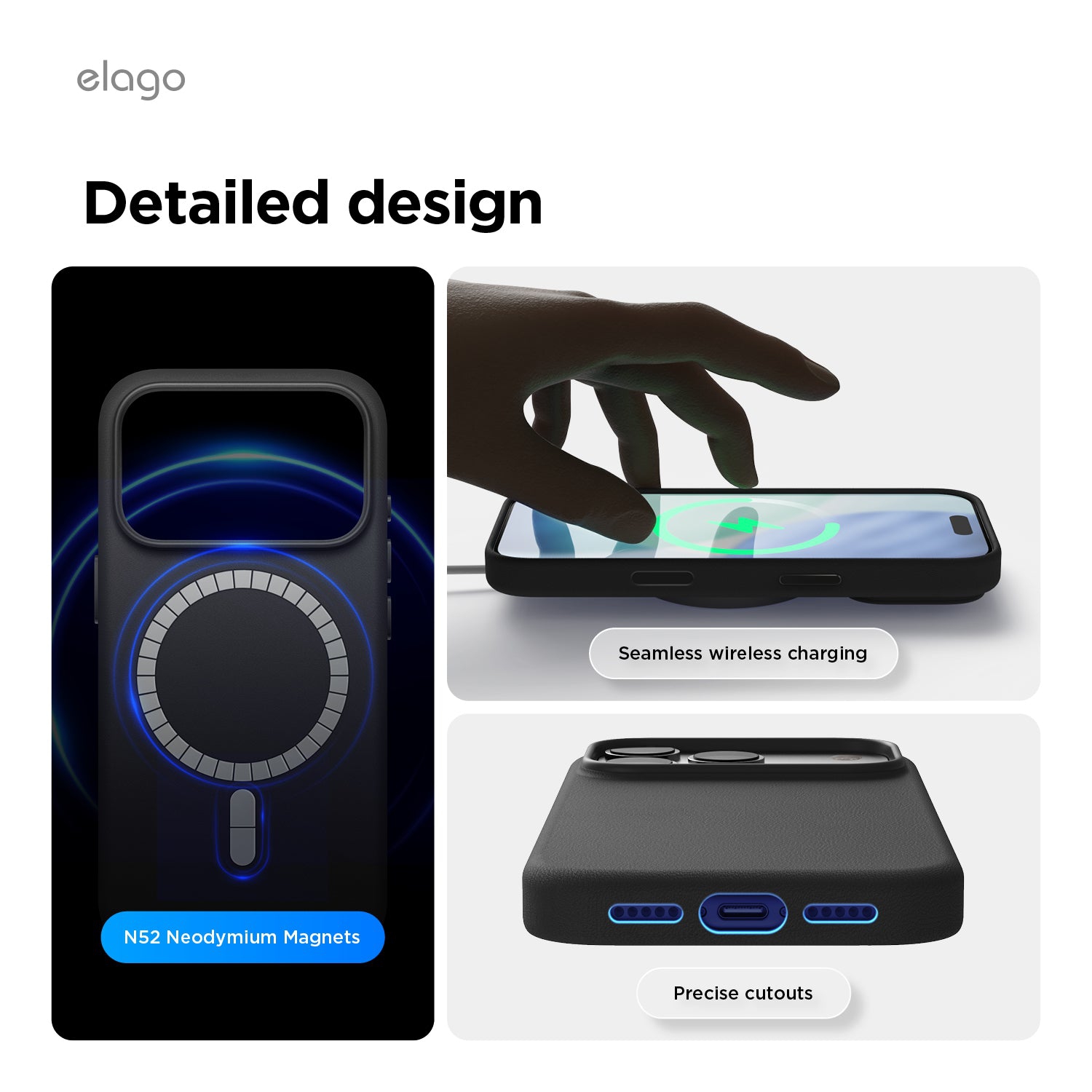 elago Magnetic Leather Case for iPhone 17 Pro Case, All MagSafe Accessories, 6.3 inch - Built-in Magnets, Durable Vegan Leather, Shockproof,