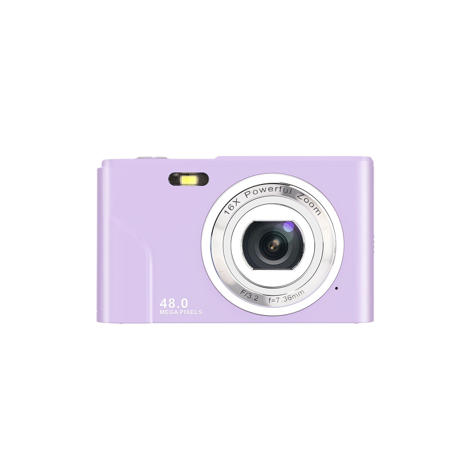 Mini digital camera for students, home use, Selfie, HD card camera, 16x zoom, 8 megapixels - purple, 32GB memory card