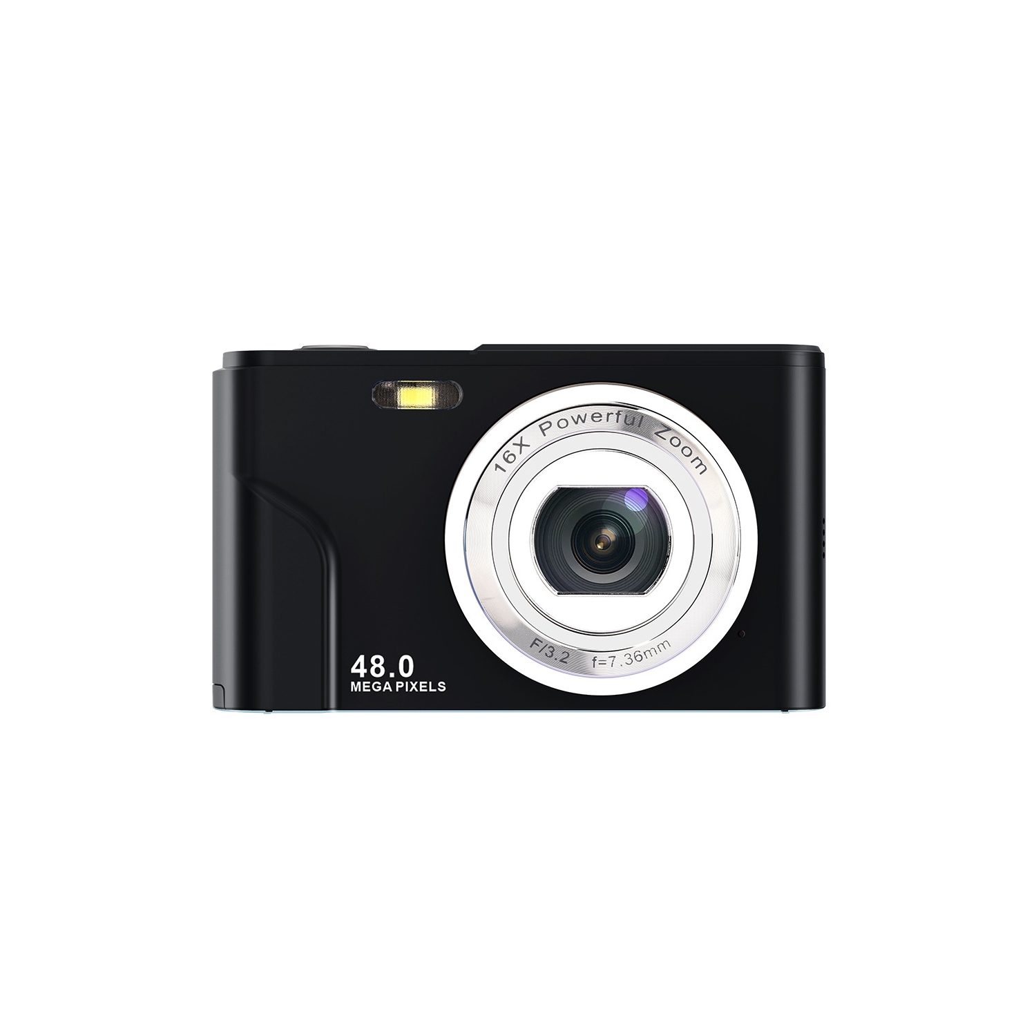 Mini digital camera for students, home use, Selfie, HD card camera, 16x zoom, 8 megapixels - black, 32GB memory card