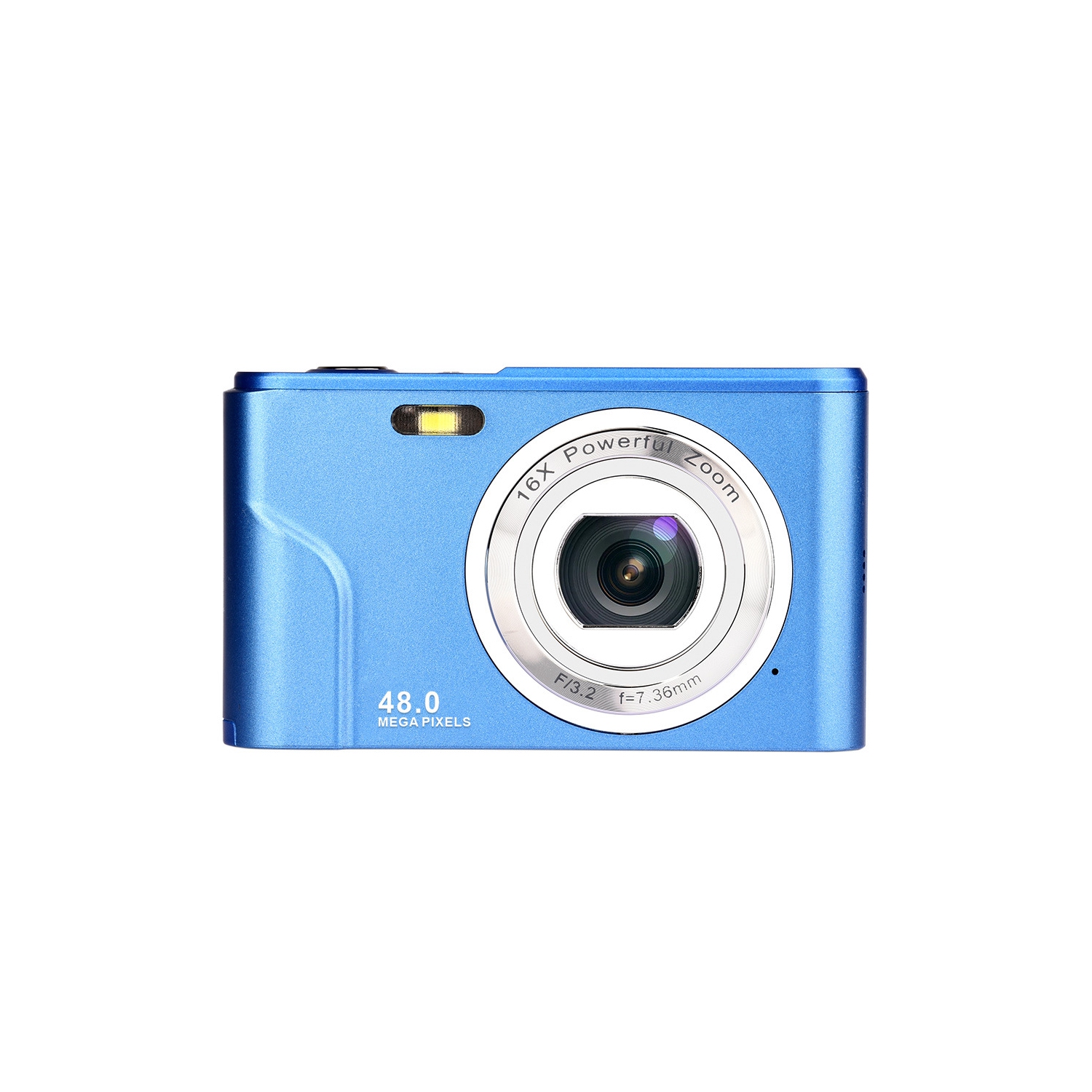 Mini digital camera for students, home use, Selfie, HD card camera, 16x zoom, 8 megapixels - blue, 32GB memory card