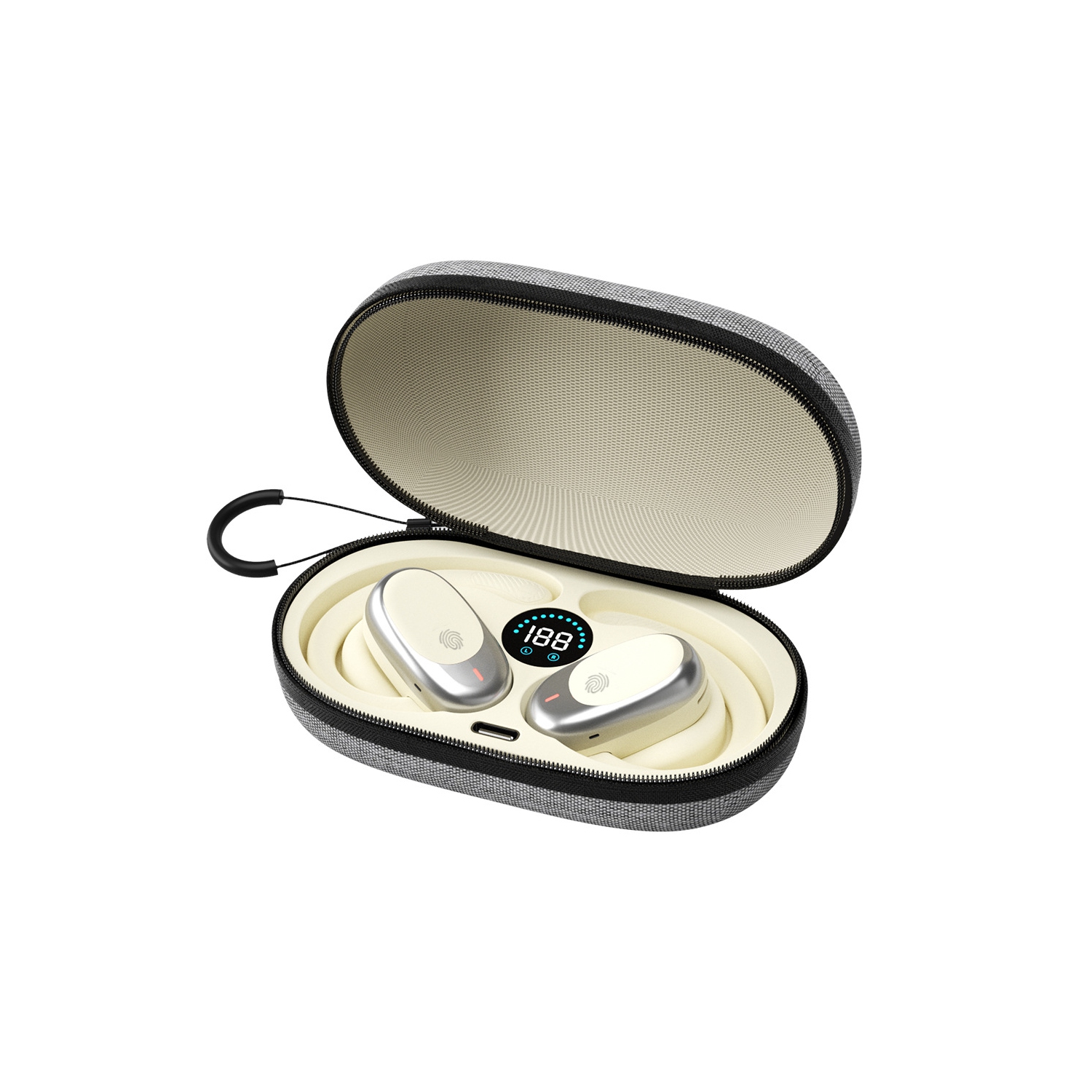 Casque sport Bluetooth OWS Open-Back, casque sans fil Bluetooth 5,3, casque d'écoute sport étanche pour appels HD avec microphone - Blanc