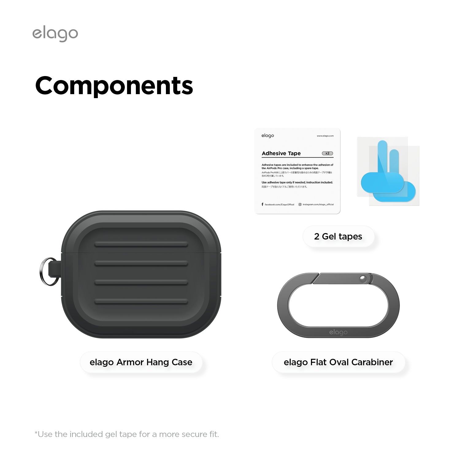elago Armor Case for AirPods Pro 3 Case - Carabiner Included, Supports Wireless Charging, Shock Resistant, Full Protection