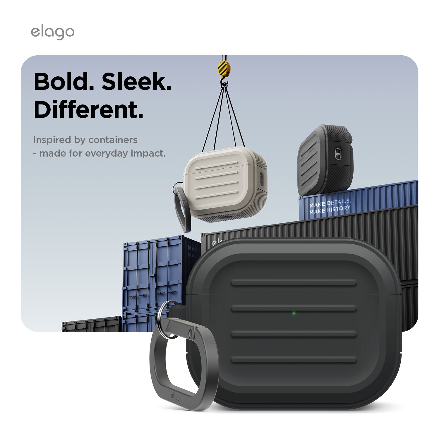 elago Armor Case for AirPods Pro 3 Case - Carabiner Included, Supports Wireless Charging, Shock Resistant, Full Protection