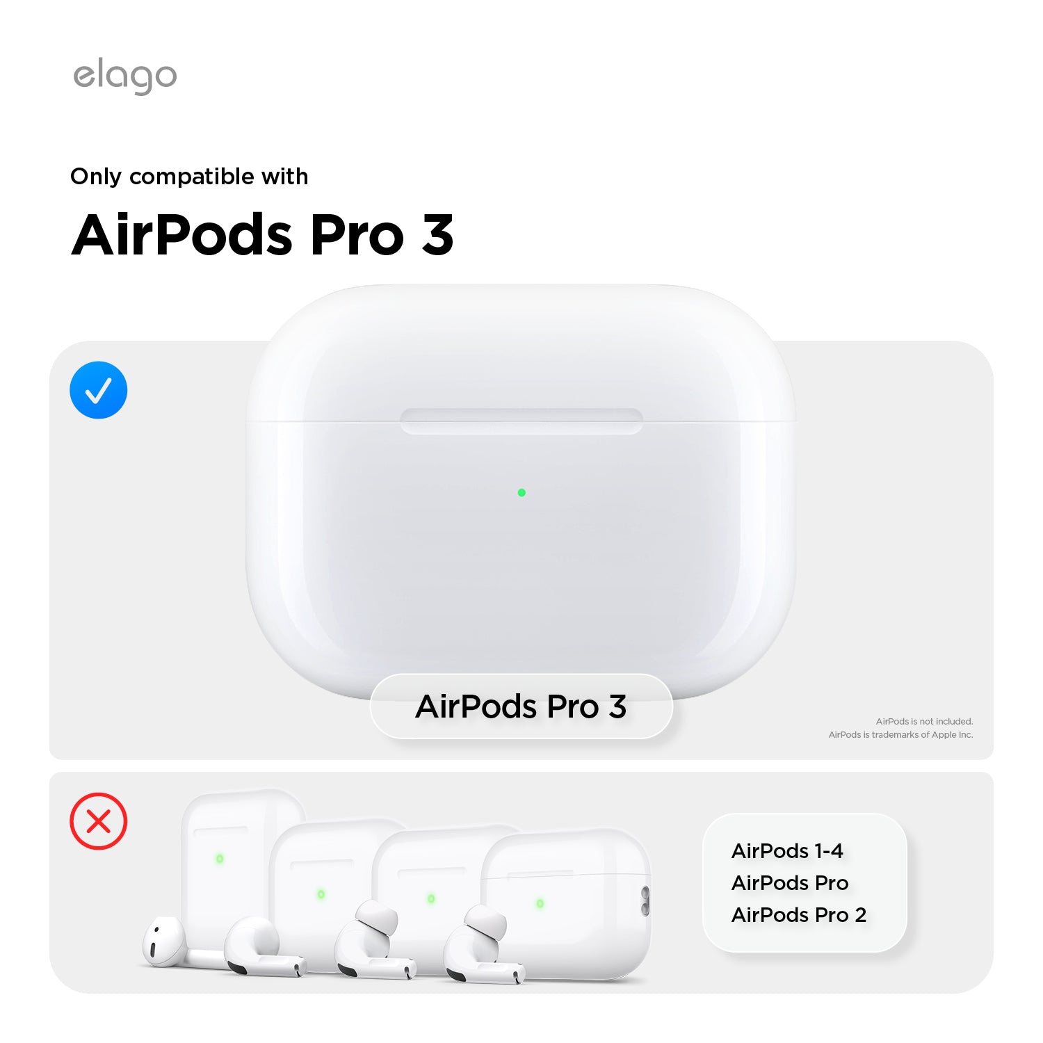 elago AW5 for AirPods Pro 3 Case Cover - Classic Retro Handheld Game Console Design Case, Carabiner Included [Light Grey]