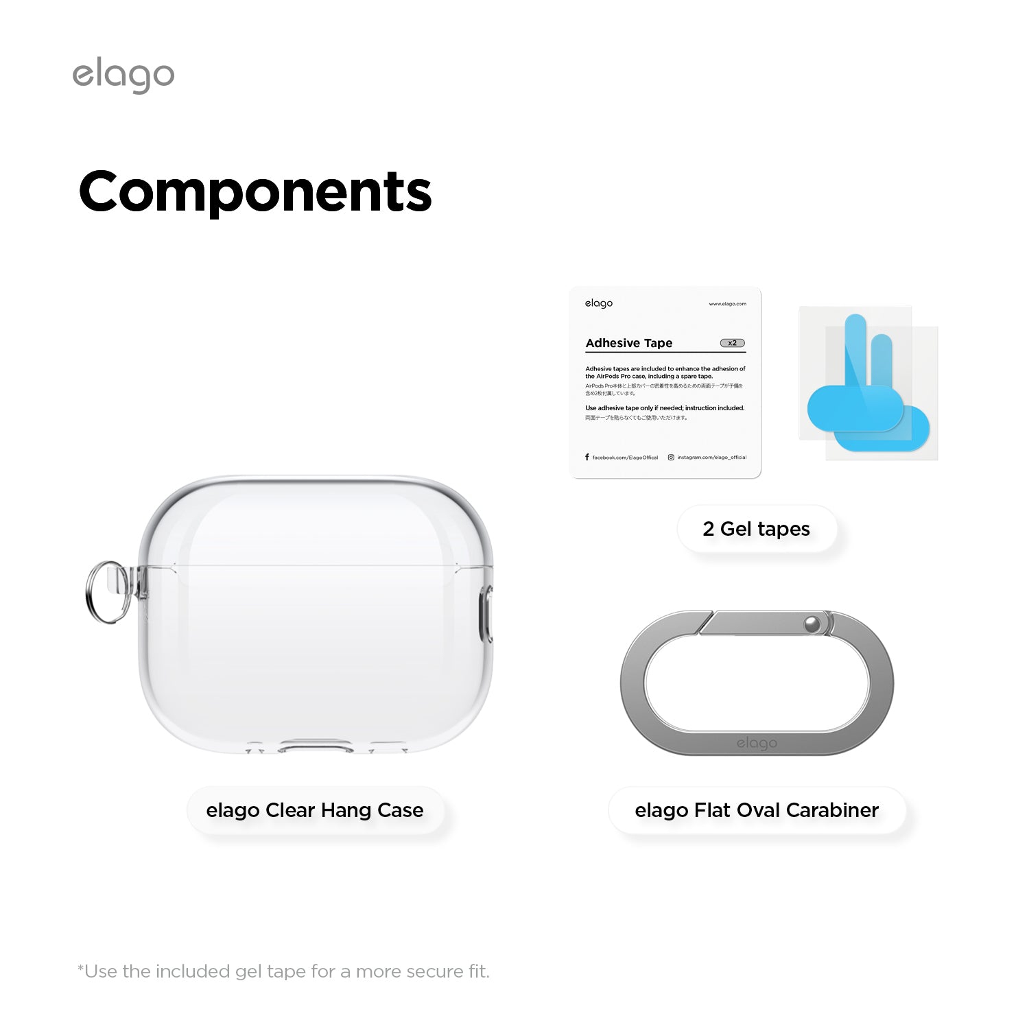 elago Clear Case for AirPods Pro 3 Case Clear Cover - Carabiner Included, Reduced Yellowing, Shockproof, Full Protection, Soft TPU, Wireless Charging