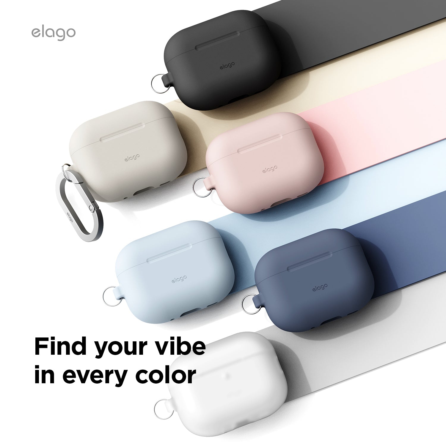 elago for AirPods Pro 3 Case - Premium Silicone Case with Carabiner, Supports Wireless Charging, Shock Resistant, Full Protection, Headphone