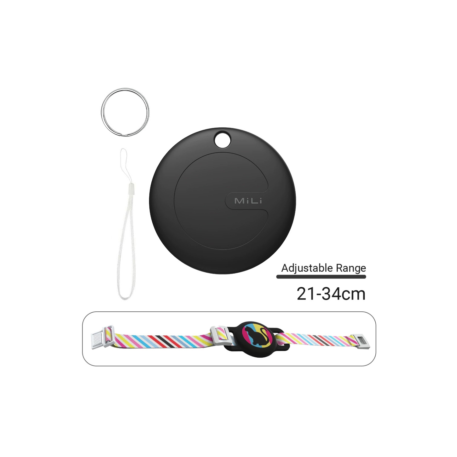Mitag Android Tracker AIRTAG Dispositif de bagage Anti-Lost Device Case Pet Tracker adapté pour Samsung Google - Collier noir + noir pour chat