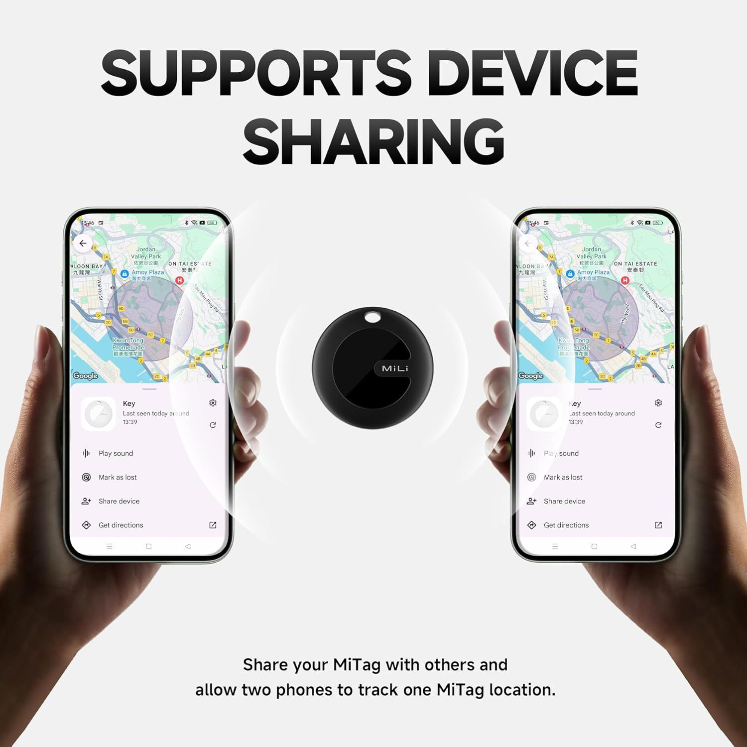 Mitag Android Tracker AIRTAG Dispositif de bagage Anti-Lost Device Case Pet Tracker adapté pour Samsung Google - Collier chat blanc + noir