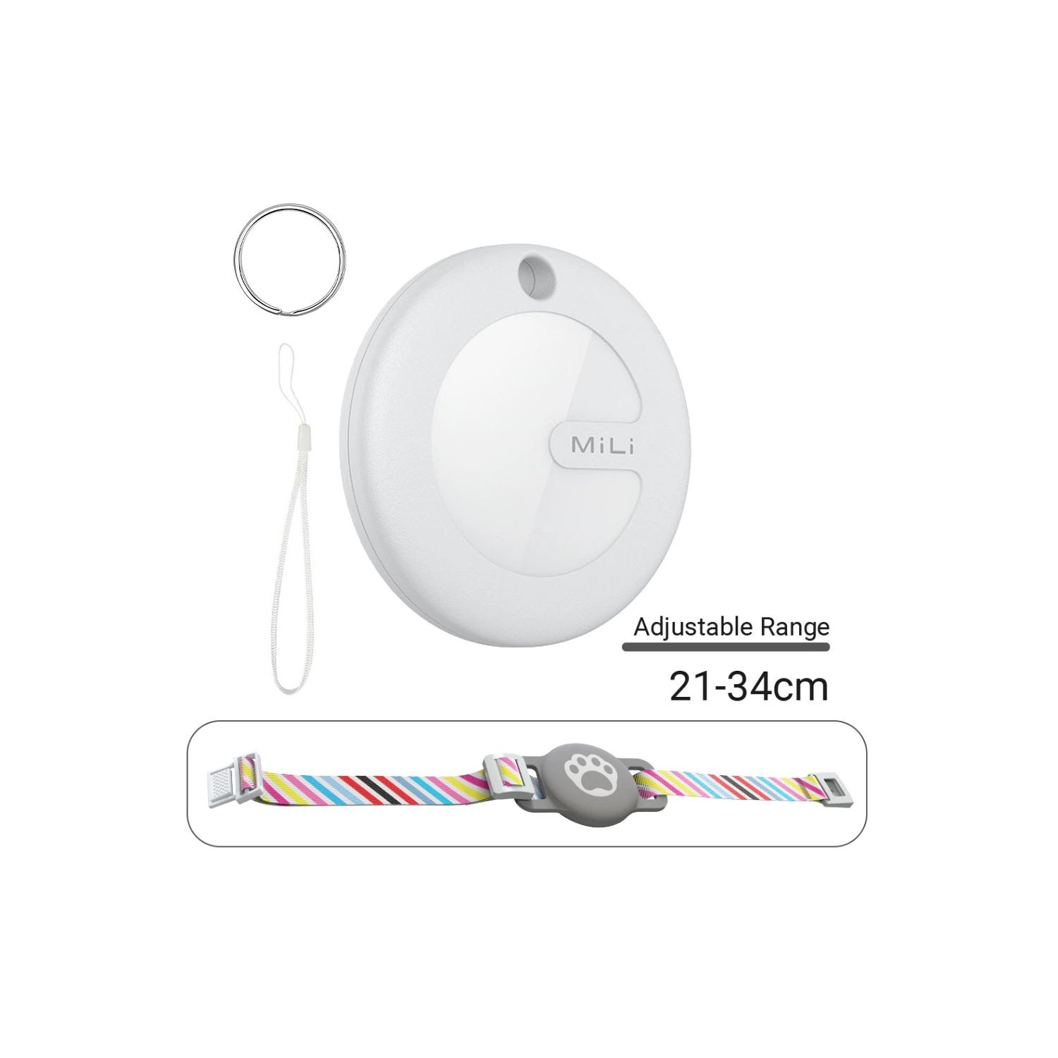 Mitag Android Tracker AIRTAG Dispositif de bagage Anti-Lost Device Case Pet Tracker adapté pour Samsung Google - Collier chat blanc + gris