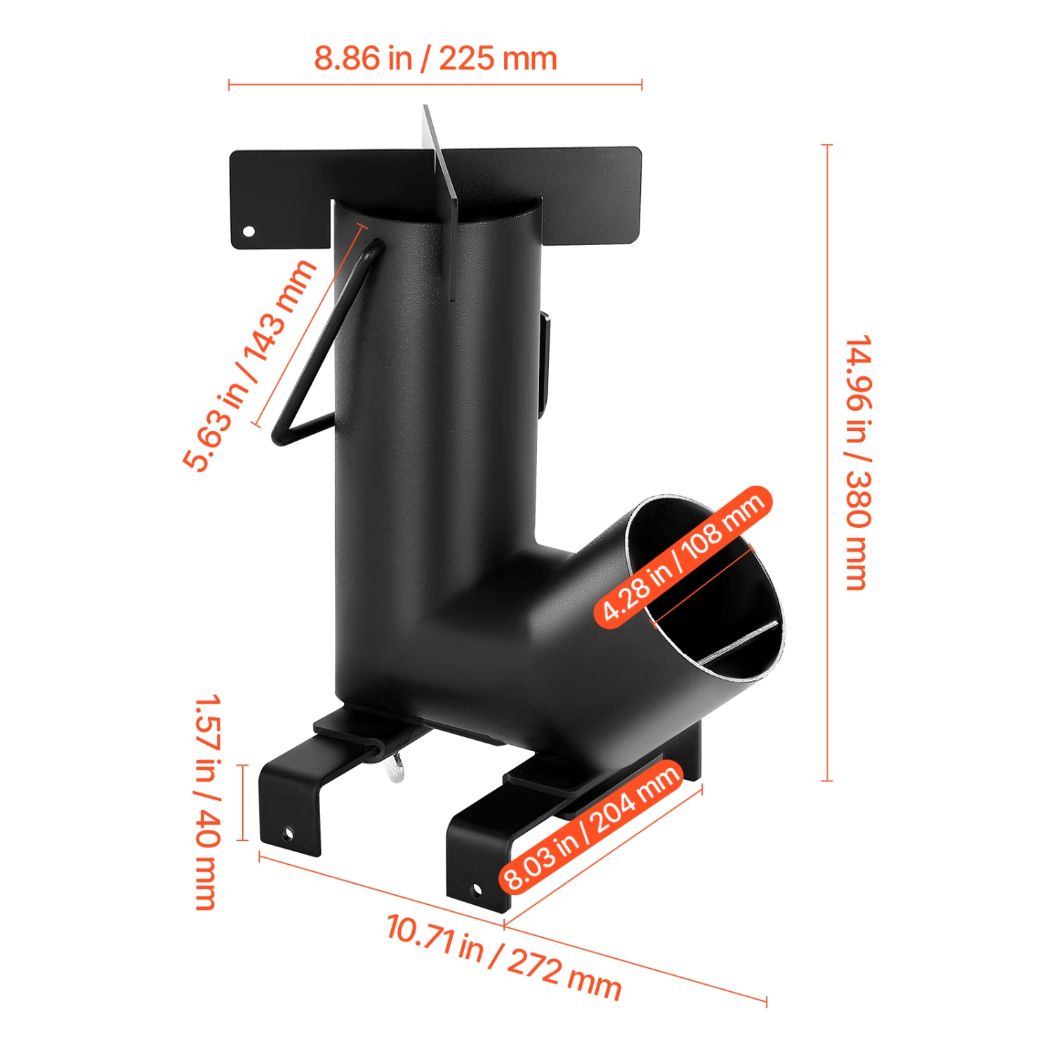 VEVOR Camping Rocket Stove, Wood Burning Portable Rocket Stove with Carrying Bag for Backpacking, Carbon Steel, Burn Wood, Twigs or Sticks for