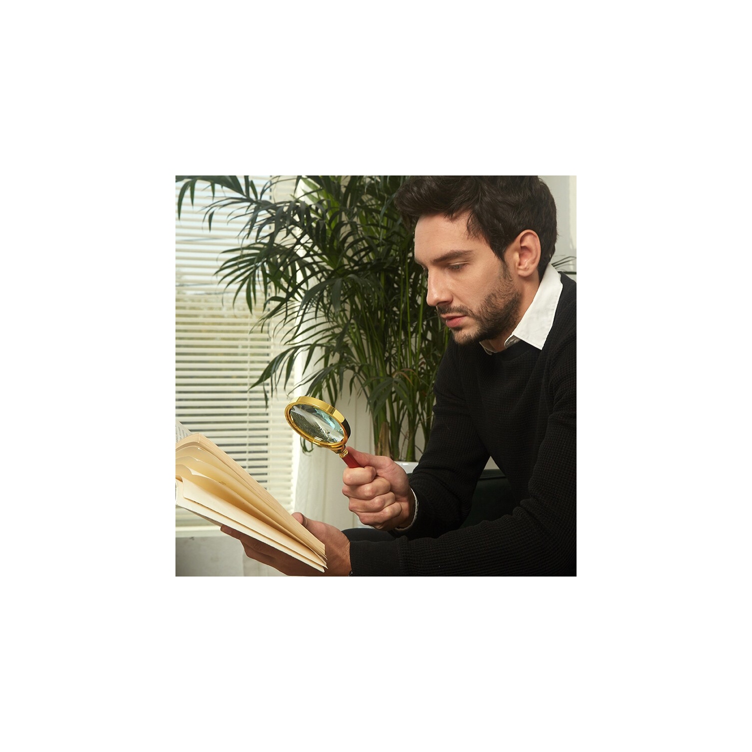 Loupe avec poignée en bois rétro | Objectif 10x, poignée légère et portative pour faciliter la lecture et le grossissement des journaux