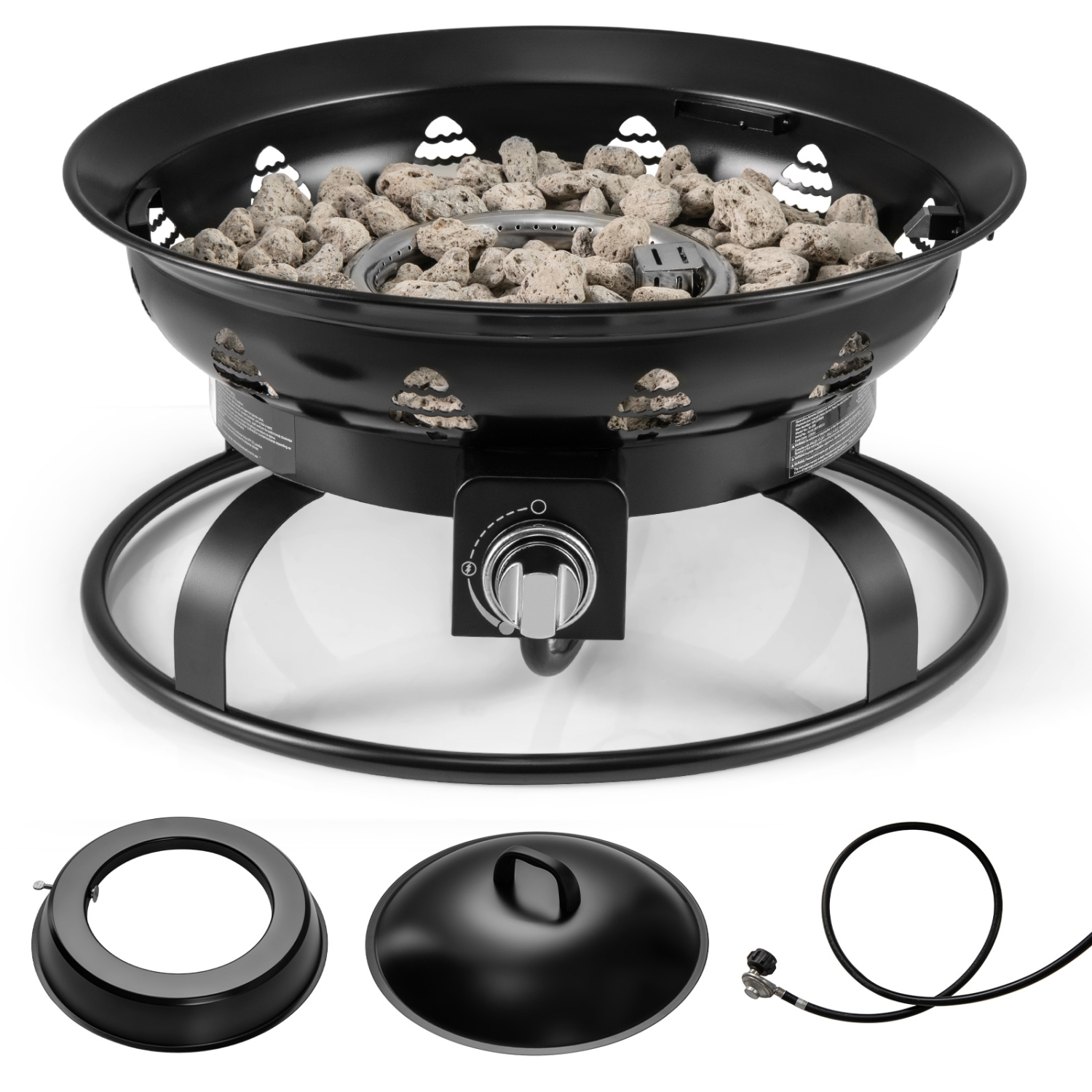 Gymax 21 Inch Diameter Propane Gas Fire Pit Patio Portable Fire Bowl w/ Cover Igniter