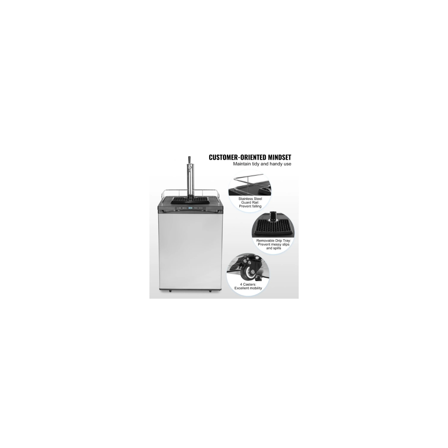 VEVOR BM-162 Beer Kegerator, Full Size Draft Beer Dispenser with Single Tap, 162 L Capacity, Digital Temperature Control, Black