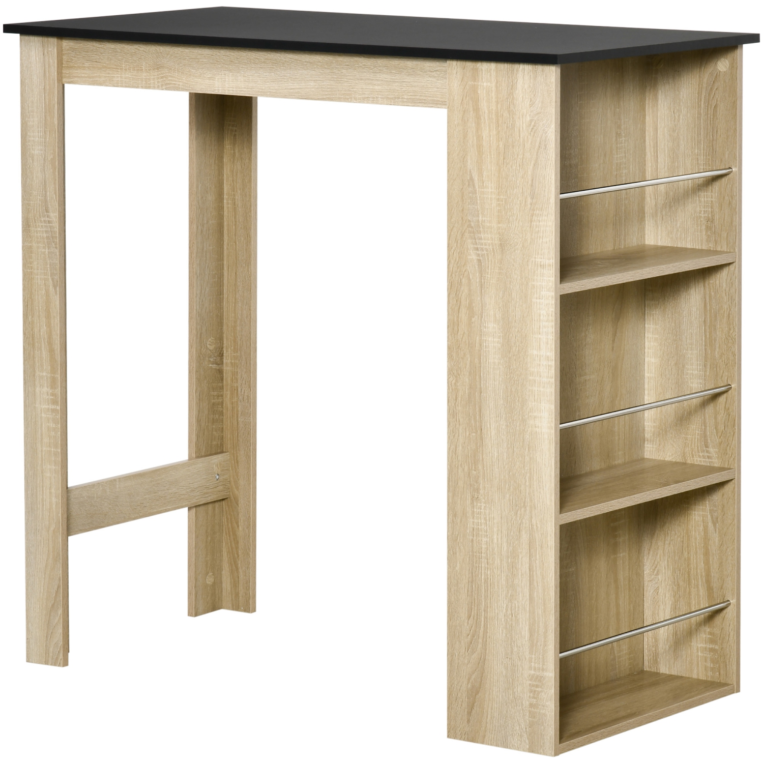 HOMCOM – Table de bar moderne, table de salle à manger à hauteur de bar avec 3 tablettes de rangement pour la cuisine, la salle à manger, le salon,