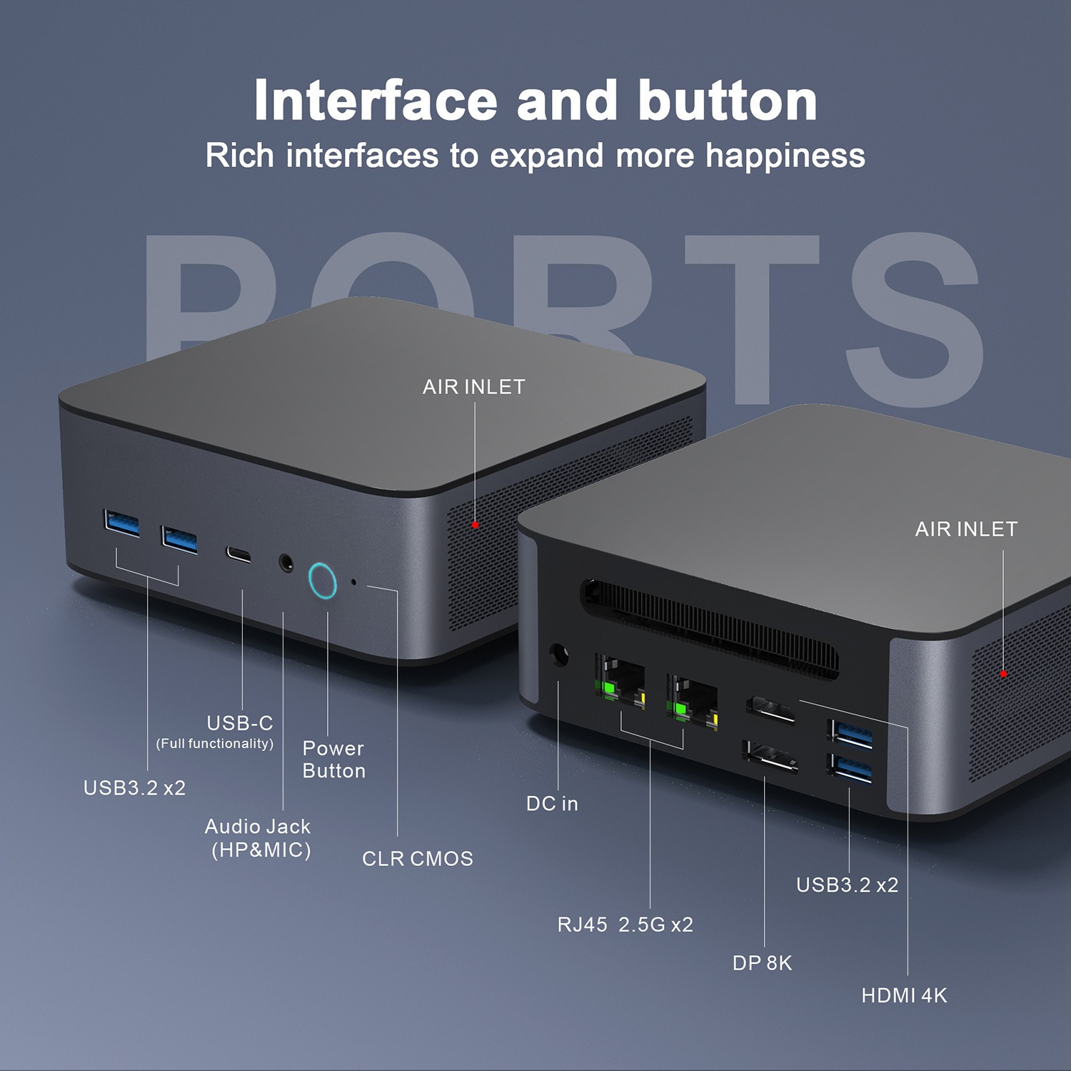 Samco GT01-760 Mini Desktop PC Combo Intel Core 11th Gen i7-11390H 16GB RAM 512GB SSD Wi-Fi 6 BT 5.0 Windows 11 Pro w/Keyboard and Mouse