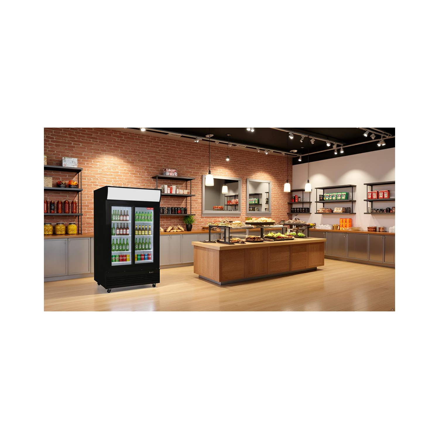 New Air NGR-40SD Glass Door Merchandiser with Canopy - Ideal for convenenience stores, front-of-house, grocery stores, restaurants and cafés