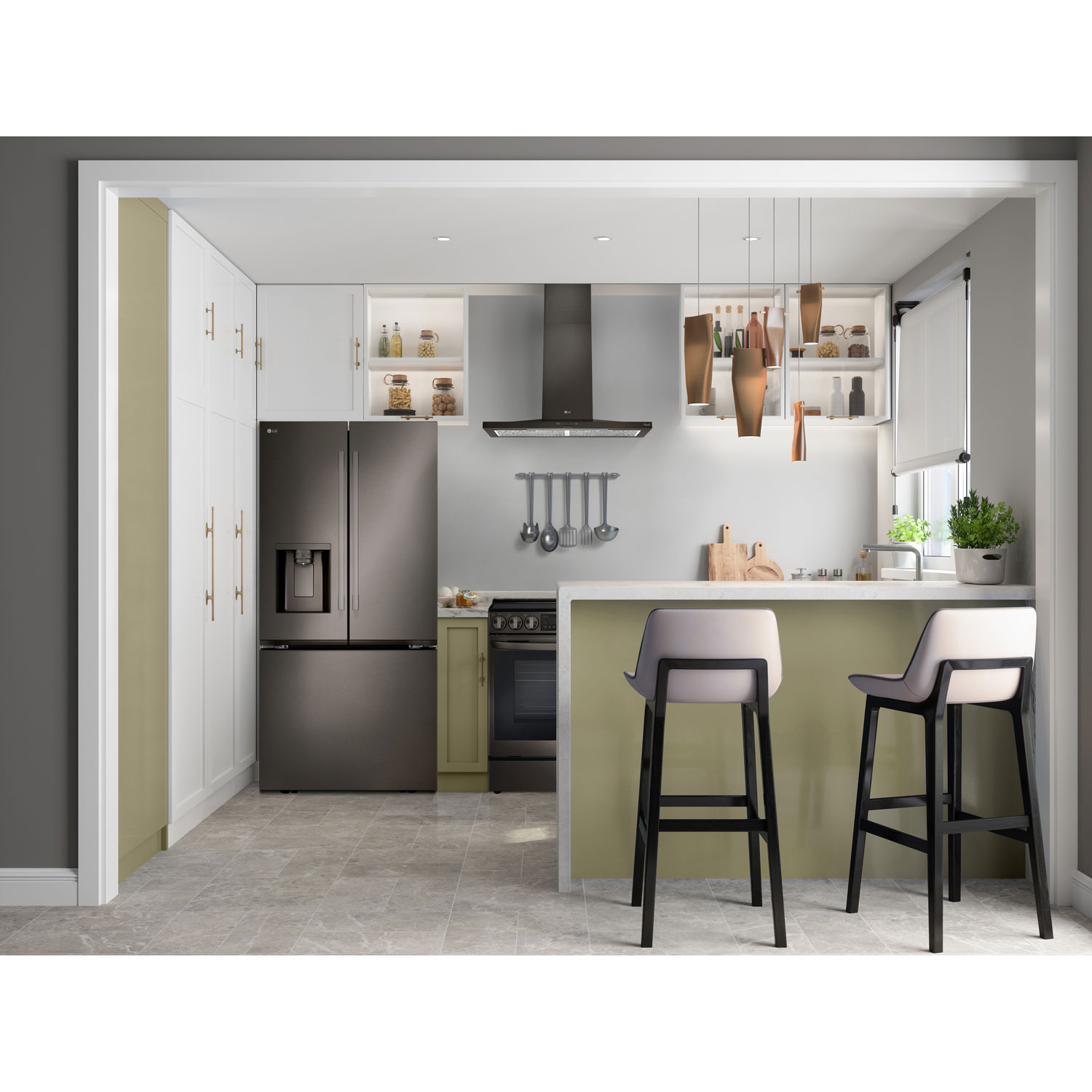 Réfrigérateur à deux portes 25,1 pi³ 36 po avec distributeur d'eau et de glaçons de LG - Acier inoxydable noir