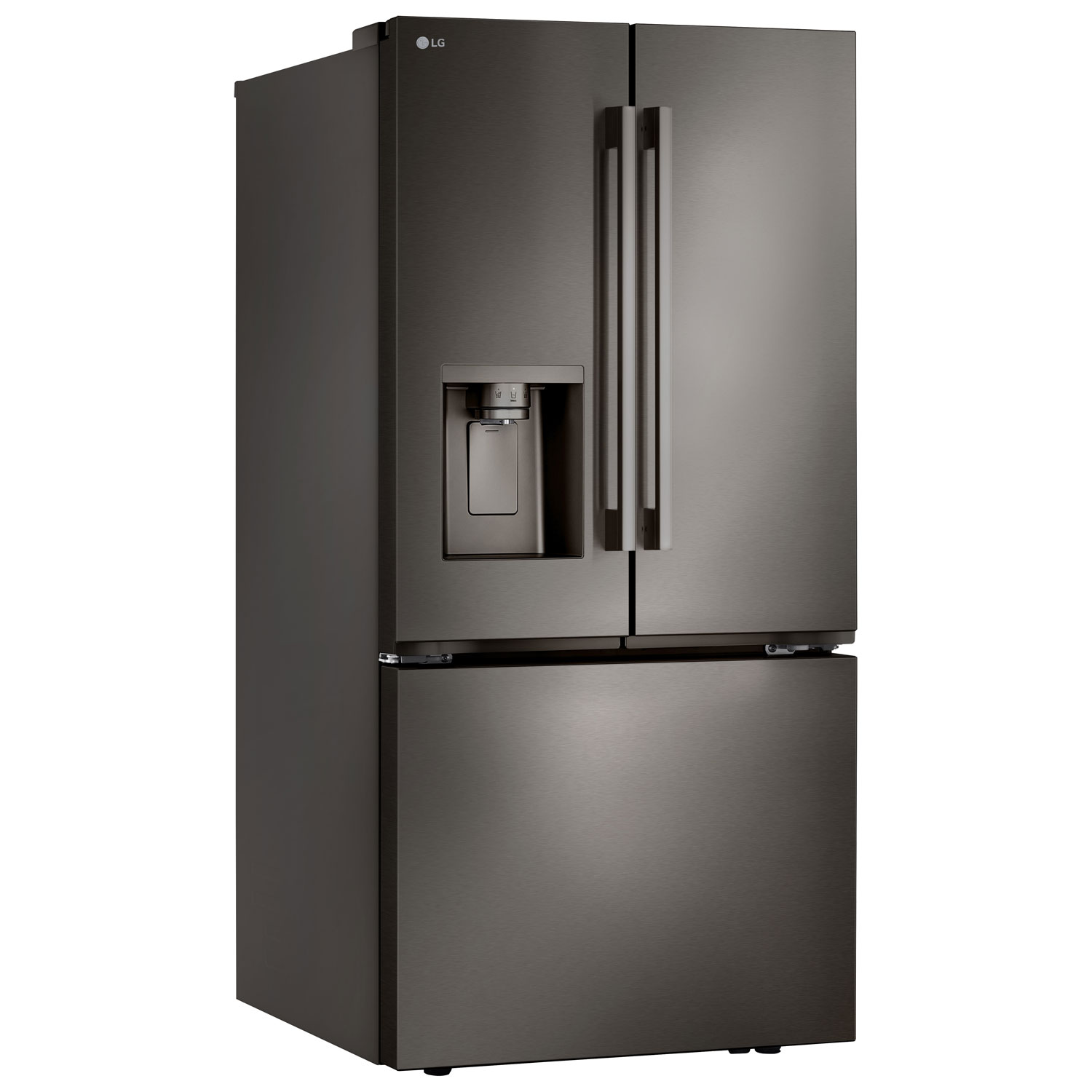 Réfrigérateur à deux portes 25,1 pi³ 36 po avec distributeur d'eau et de glaçons de LG - Acier inoxydable noir