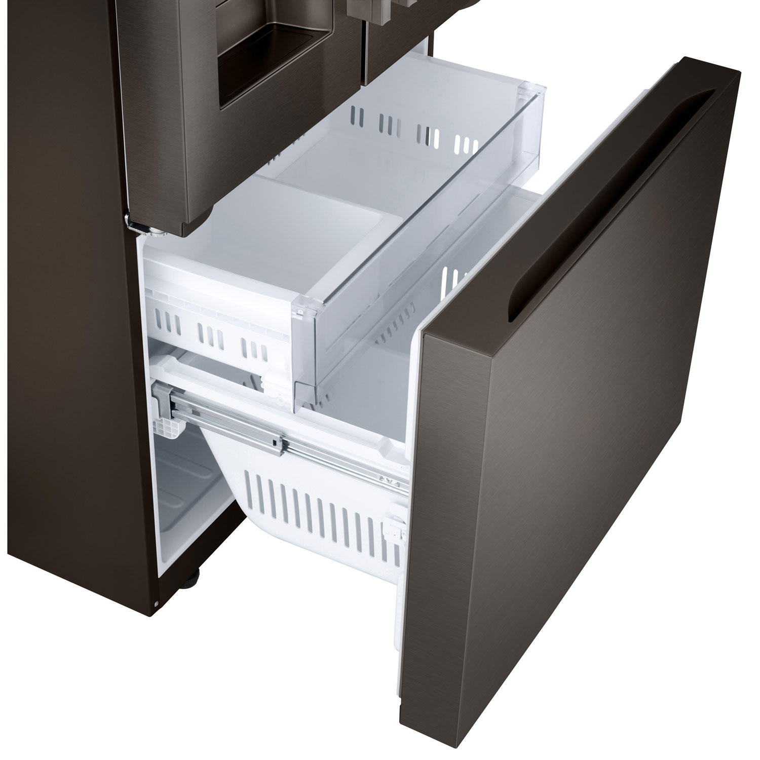 Réfrigérateur à deux portes 25,1 pi³ 36 po avec distributeur d'eau et de glaçons de LG - Acier inoxydable noir