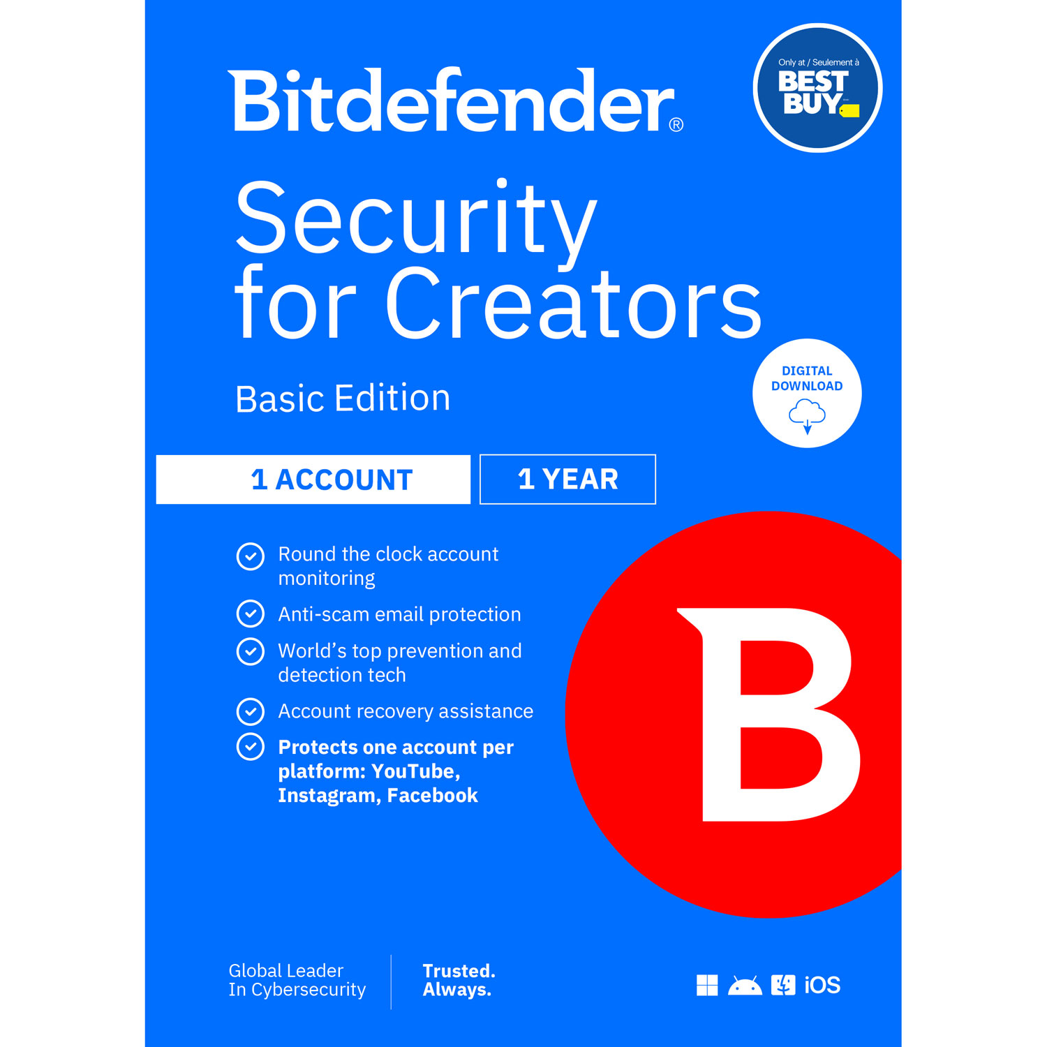 Bitdefender Security for Creators Basic Edition - 1 Account - 1 User - 1 Year - Digital Download