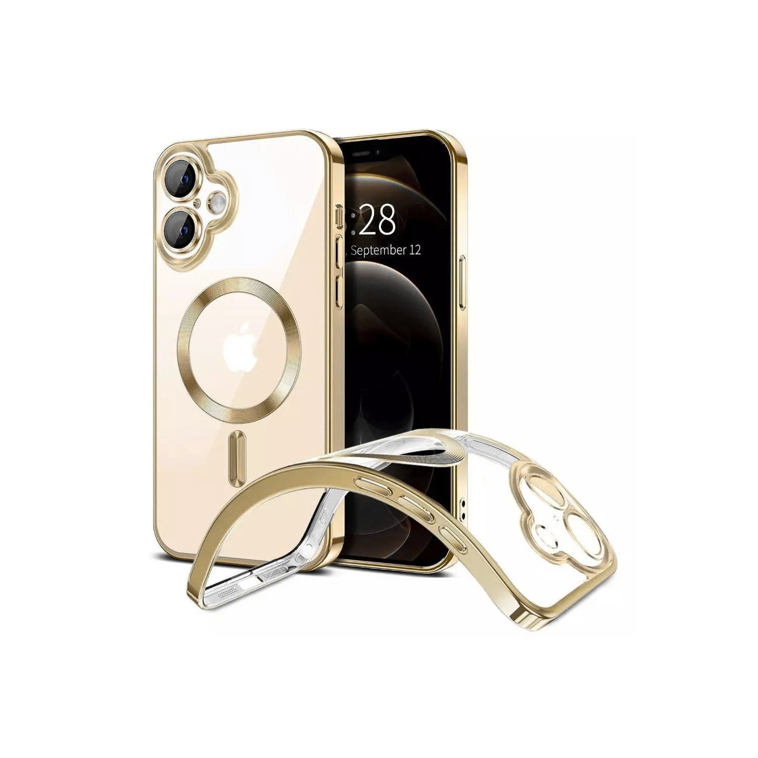 [CS] Étui magnétique en TPU hybride MagSafe Couverture arrière pour iPhone 17, doré