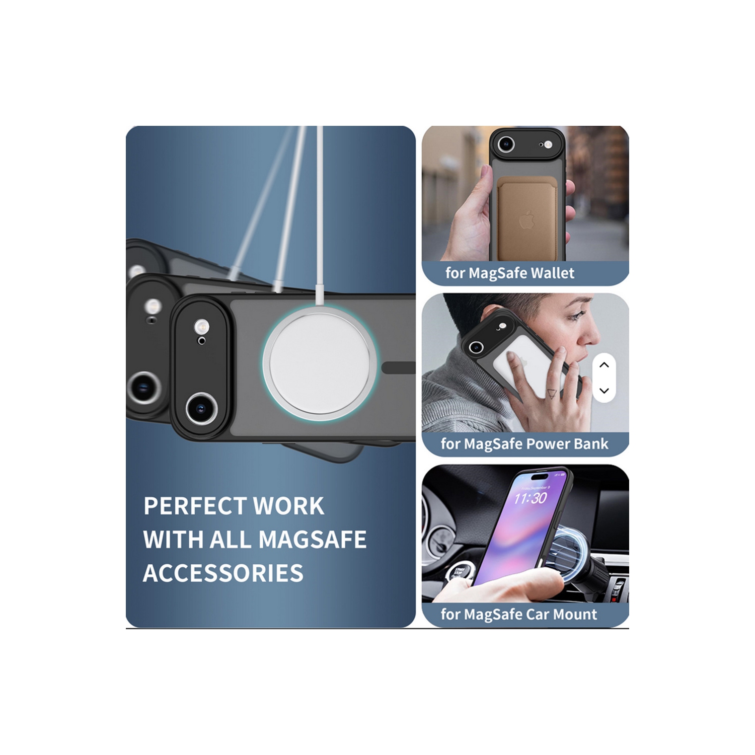 [CS] Matte Silicone Hybrid Magnetic MagSafe Case Cover for iPhone 17 Air, Grey