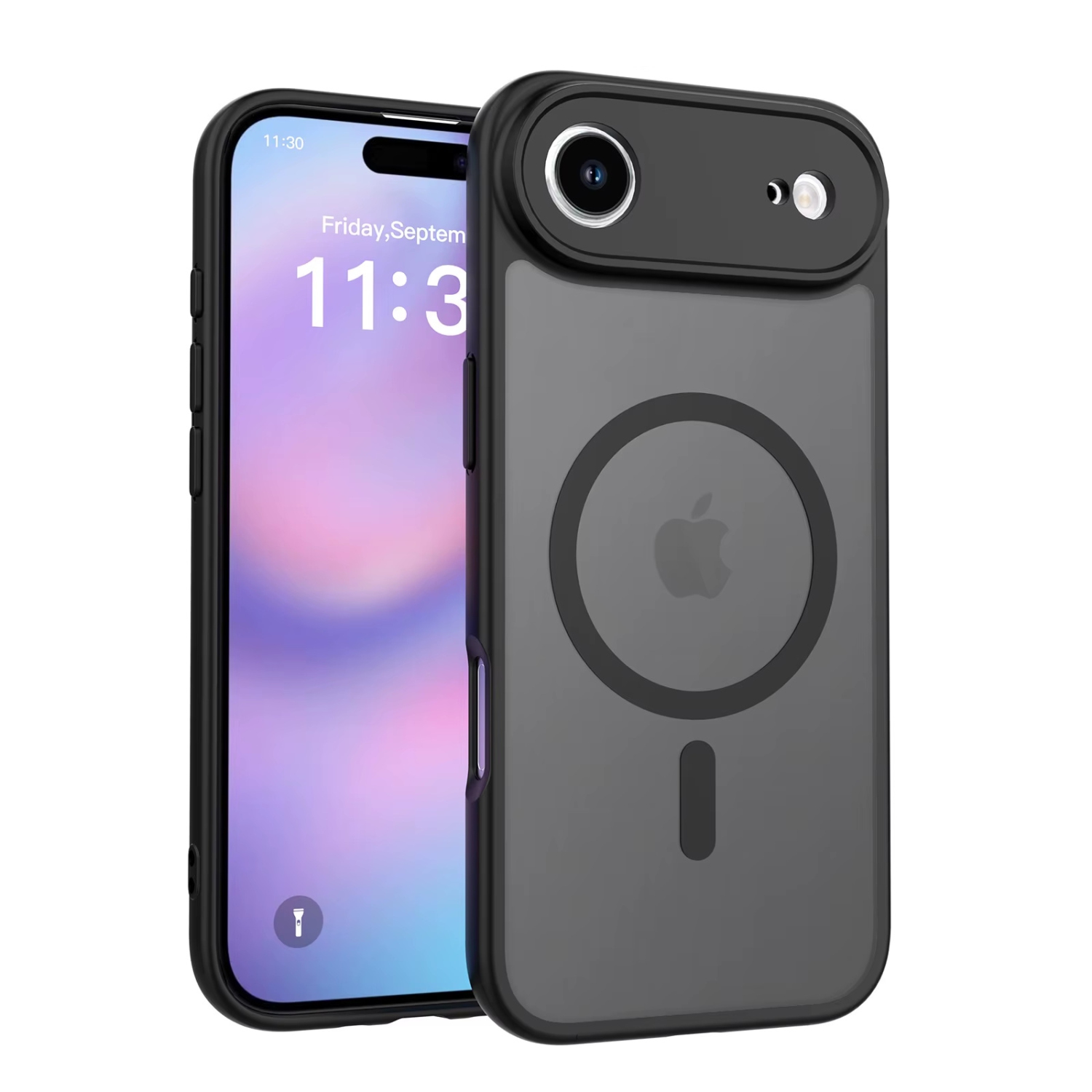 [CS] Étui magnétique en silicone mat avec MagSafe pour iPhone 17 Air, noir