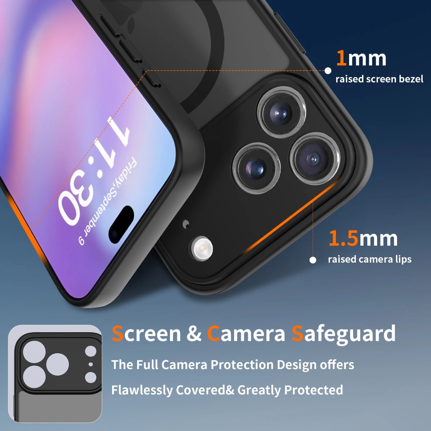 [CS] Matte Silicone Hybrid Magnetic MagSafe Case Cover for iPhone 17 Pro Max, Navy